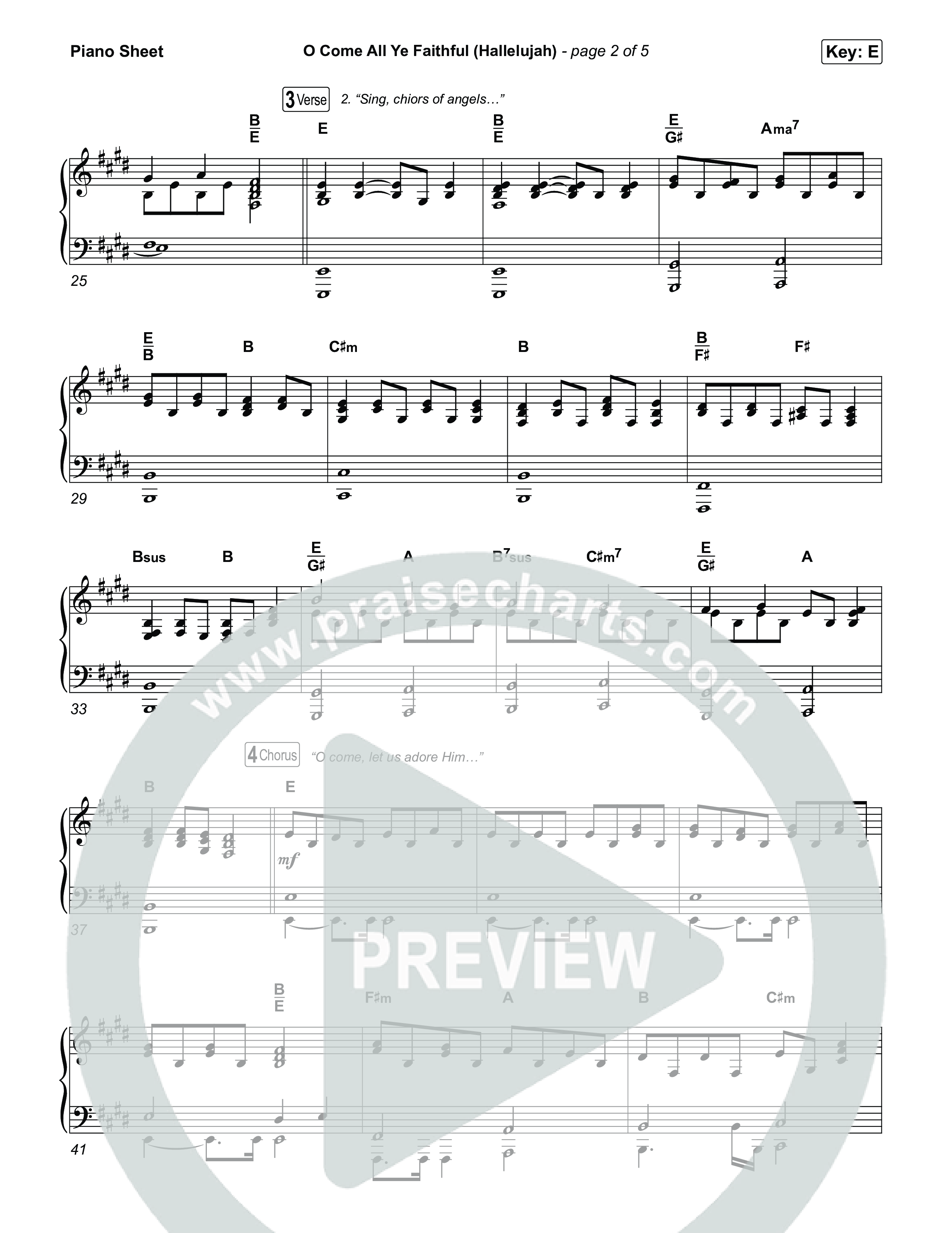 O Come All Ye Faithful (Hallelujah) Piano Sheet (Charity Gayle)