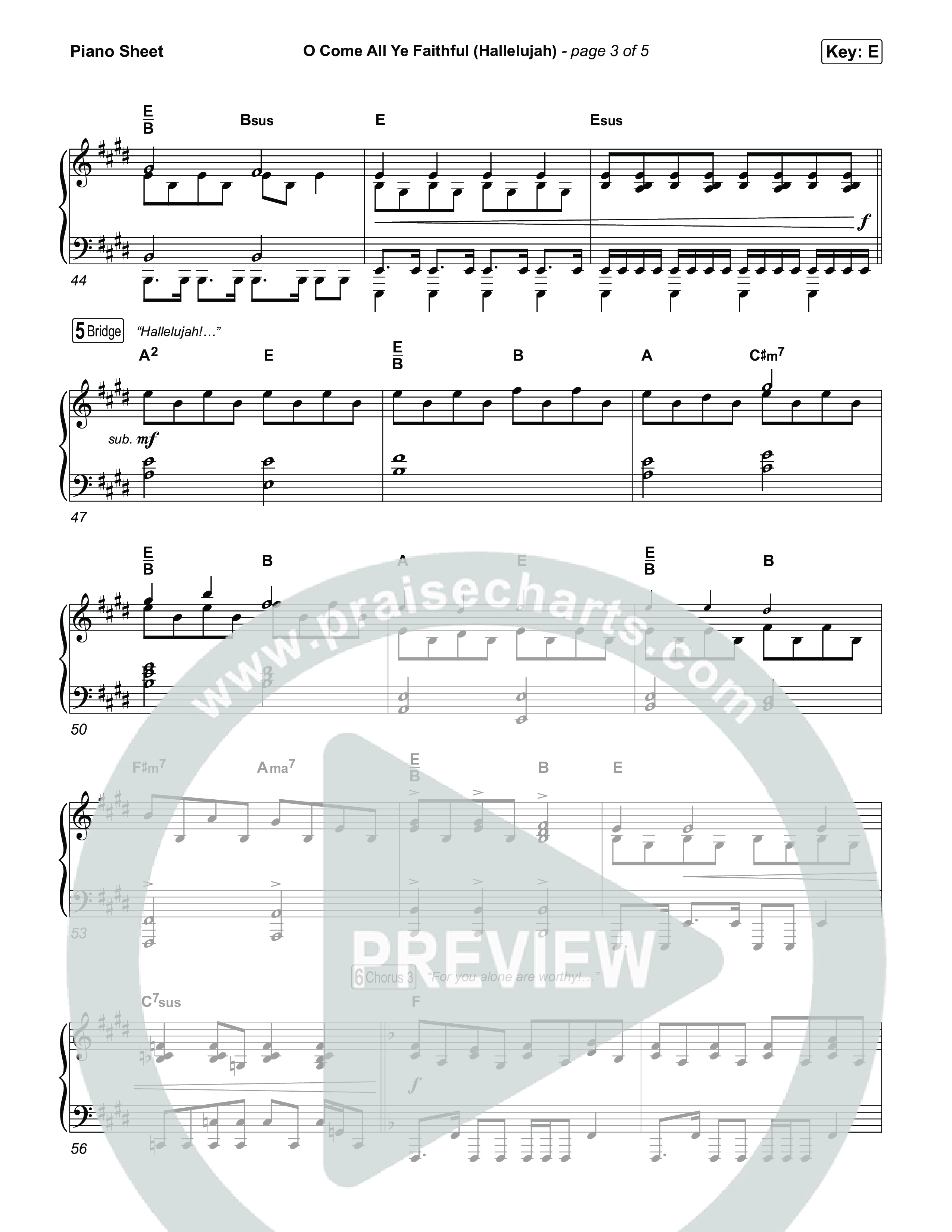 O Come All Ye Faithful (Hallelujah) Piano Sheet (Charity Gayle)