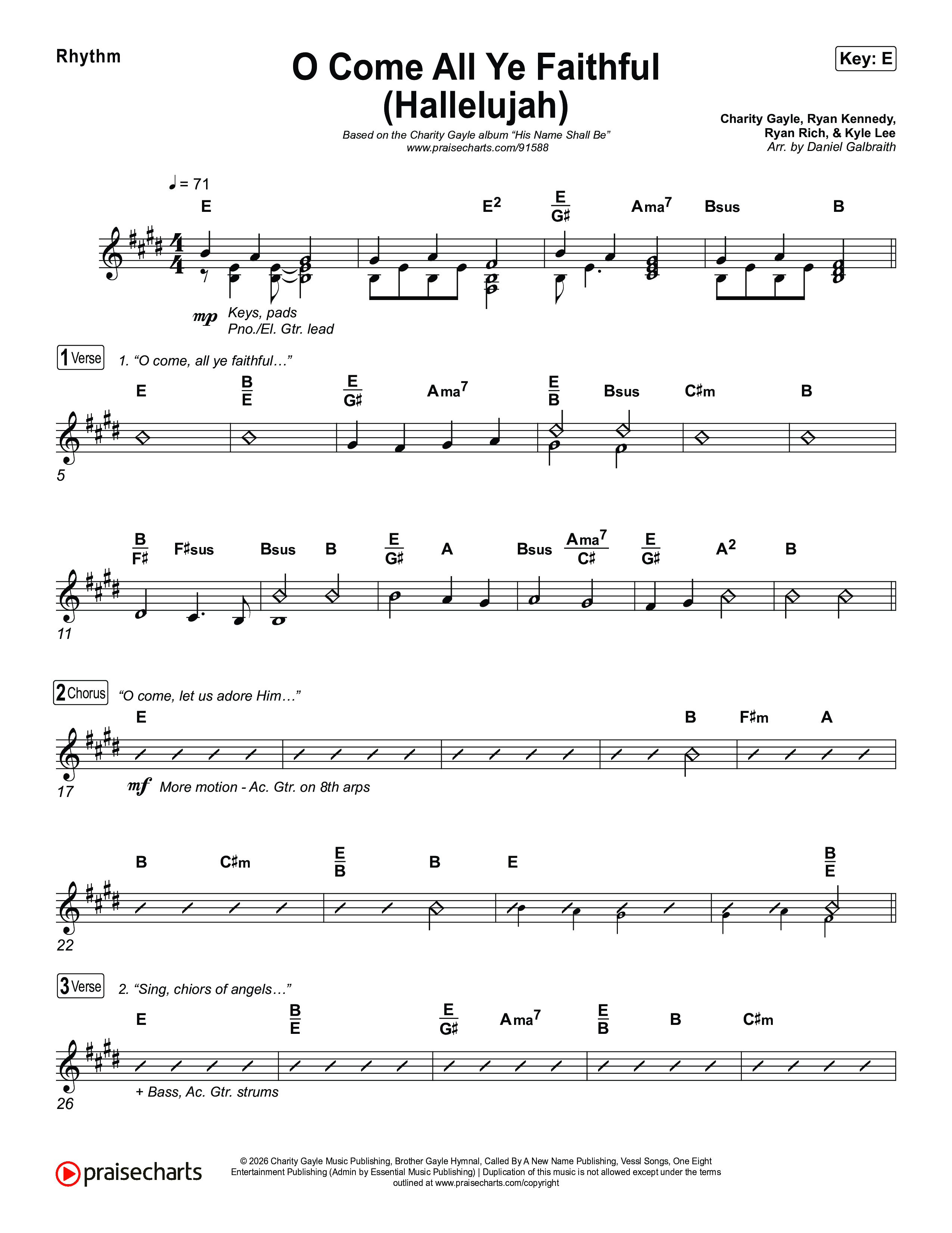 O Come All Ye Faithful (Hallelujah) Rhythm Chart (Charity Gayle)