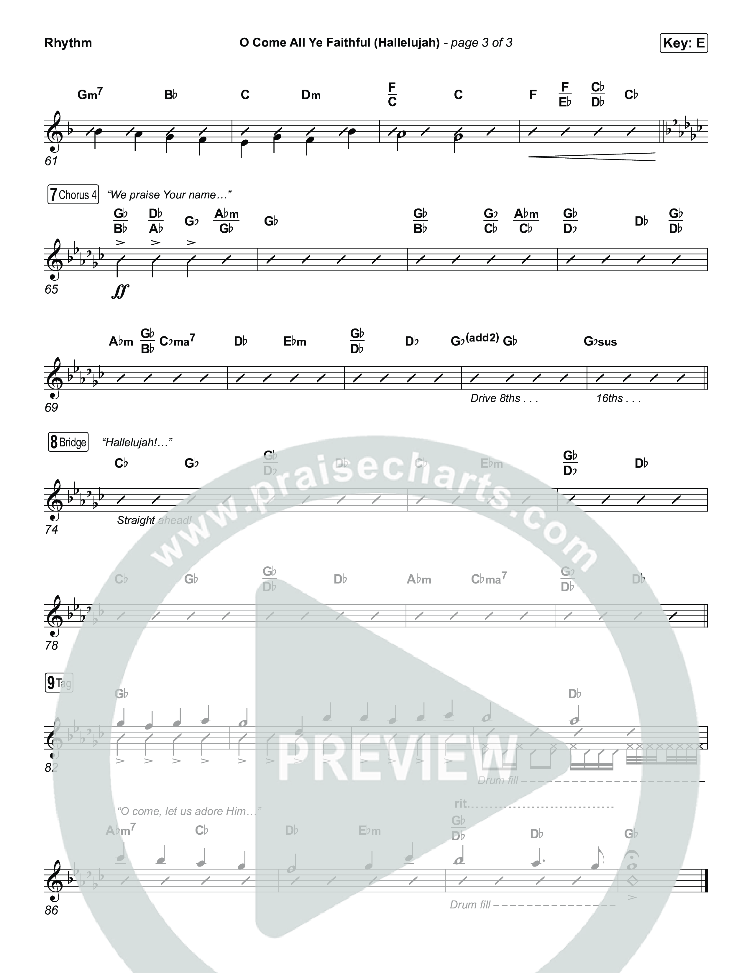 O Come All Ye Faithful (Hallelujah) Rhythm Chart (Charity Gayle)