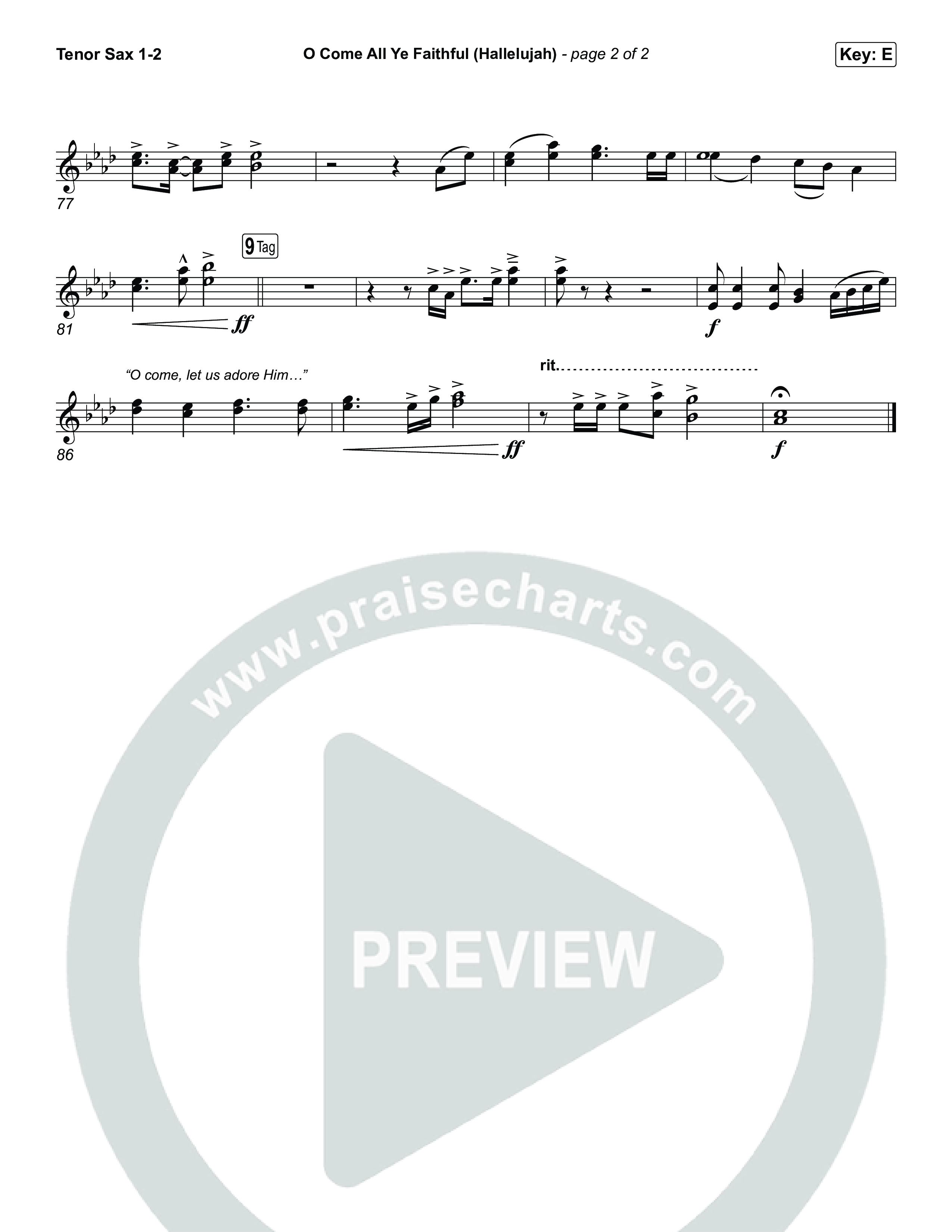 O Come All Ye Faithful (Hallelujah) Tenor Sax 1,2 (Charity Gayle)