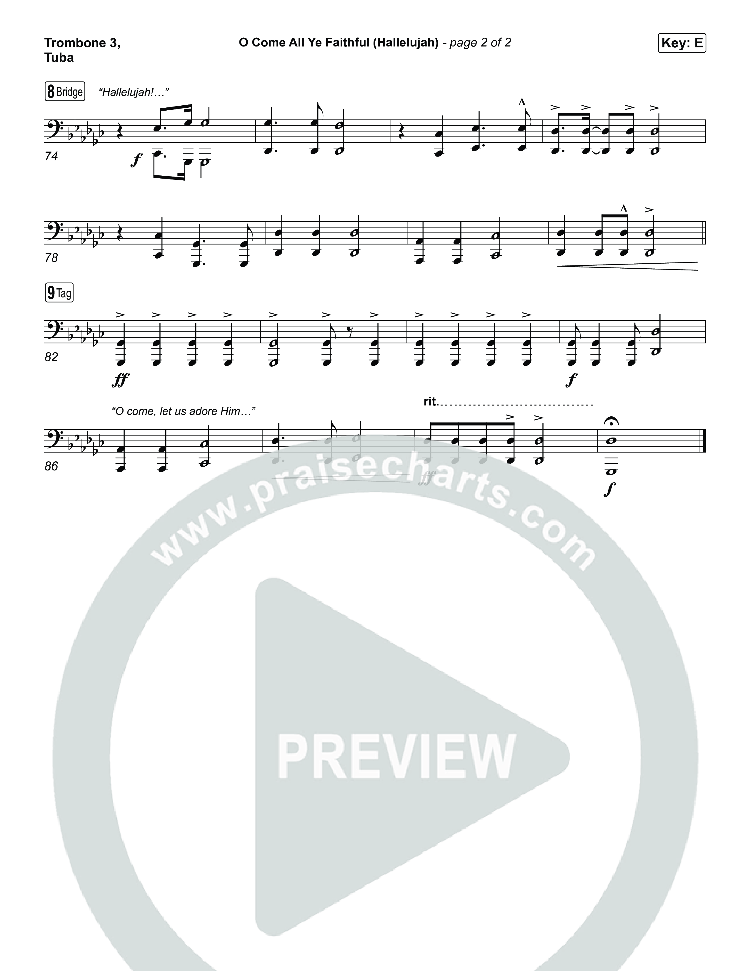 O Come All Ye Faithful (Hallelujah) Trombone 3/Tuba (Charity Gayle)
