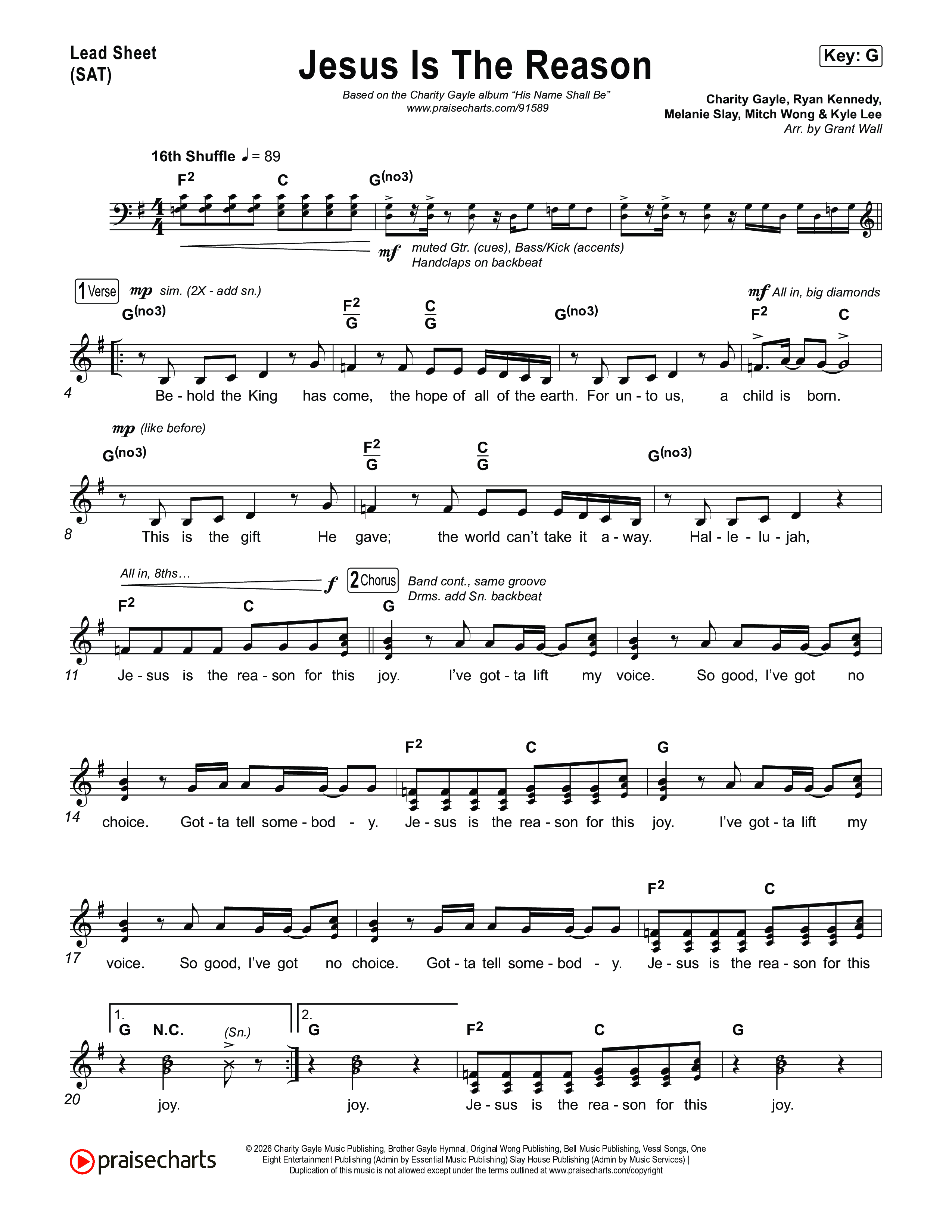 Jesus Is The Reason Lead Sheet (SAT) (Charity Gayle)