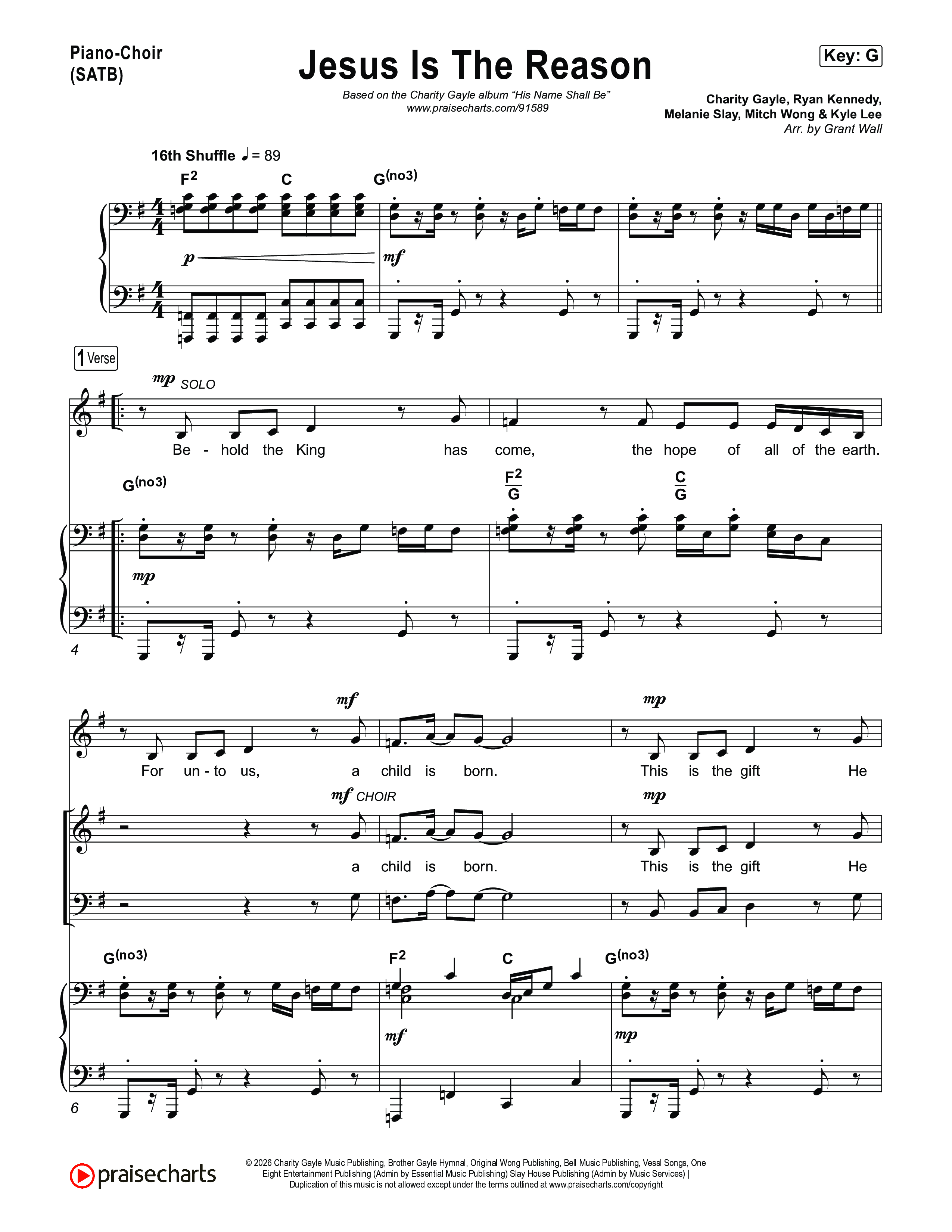 Jesus Is The Reason Piano/Vocal (SATB) (Charity Gayle)