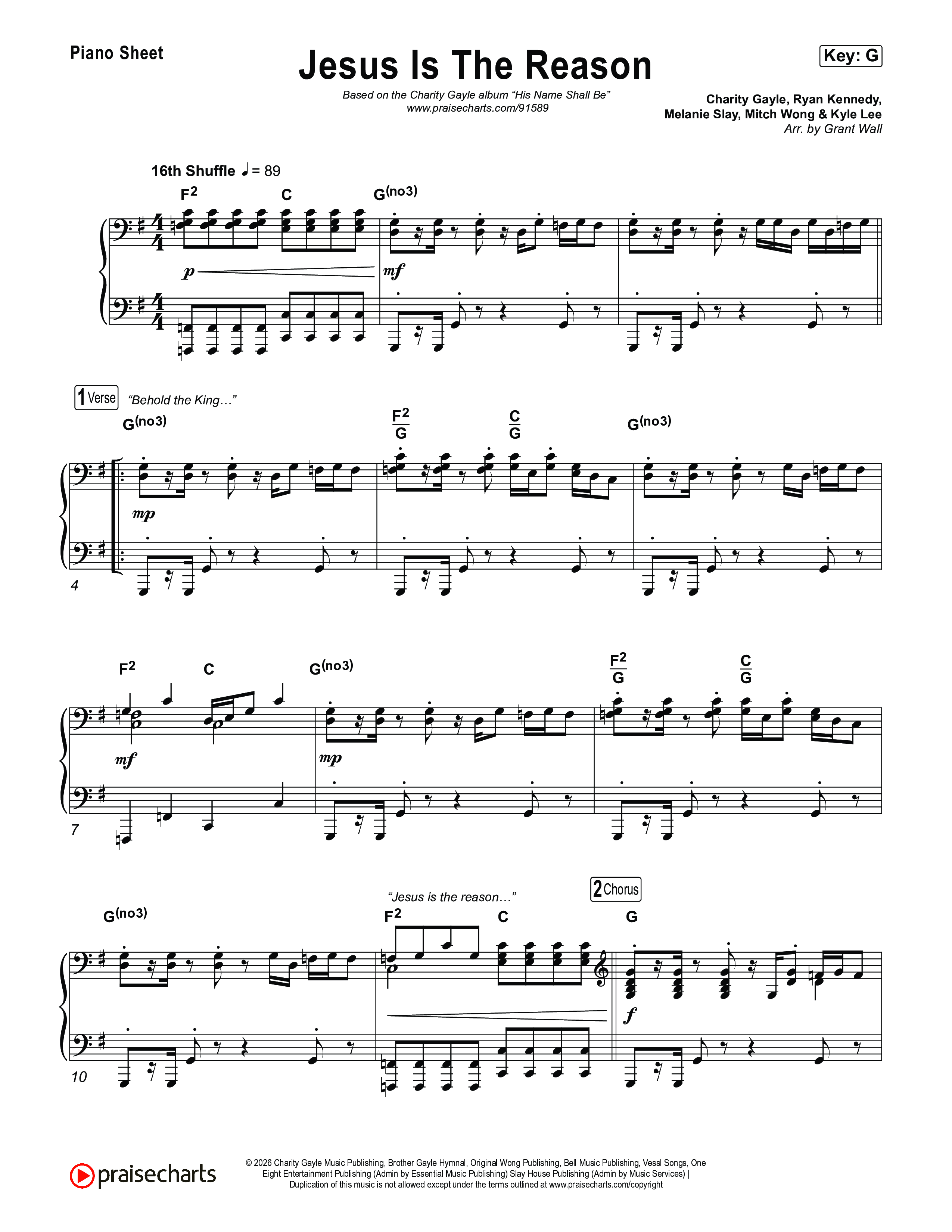 Jesus Is The Reason Piano Sheet (Charity Gayle)
