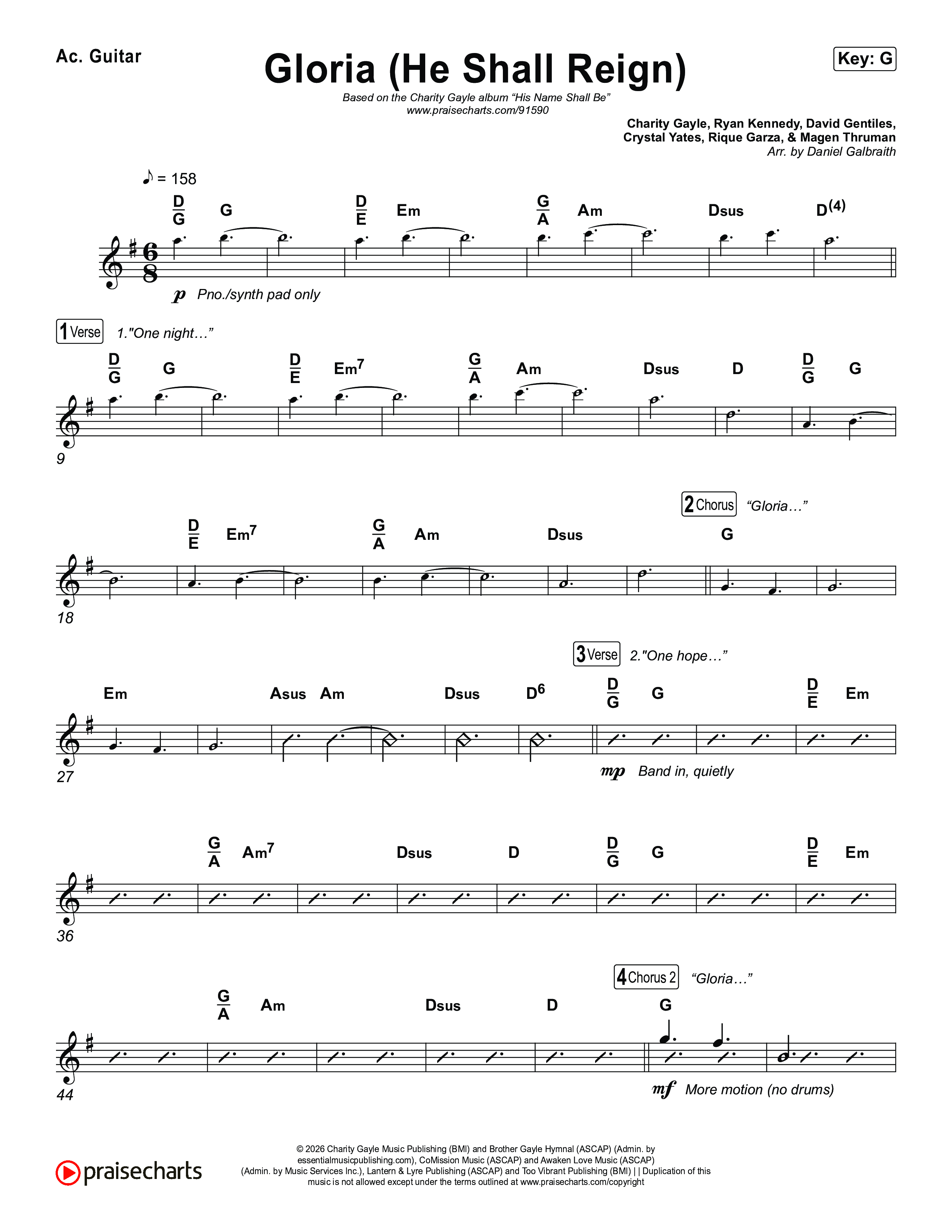 Gloria (He Shall Reign) Acoustic Guitar (Charity Gayle)