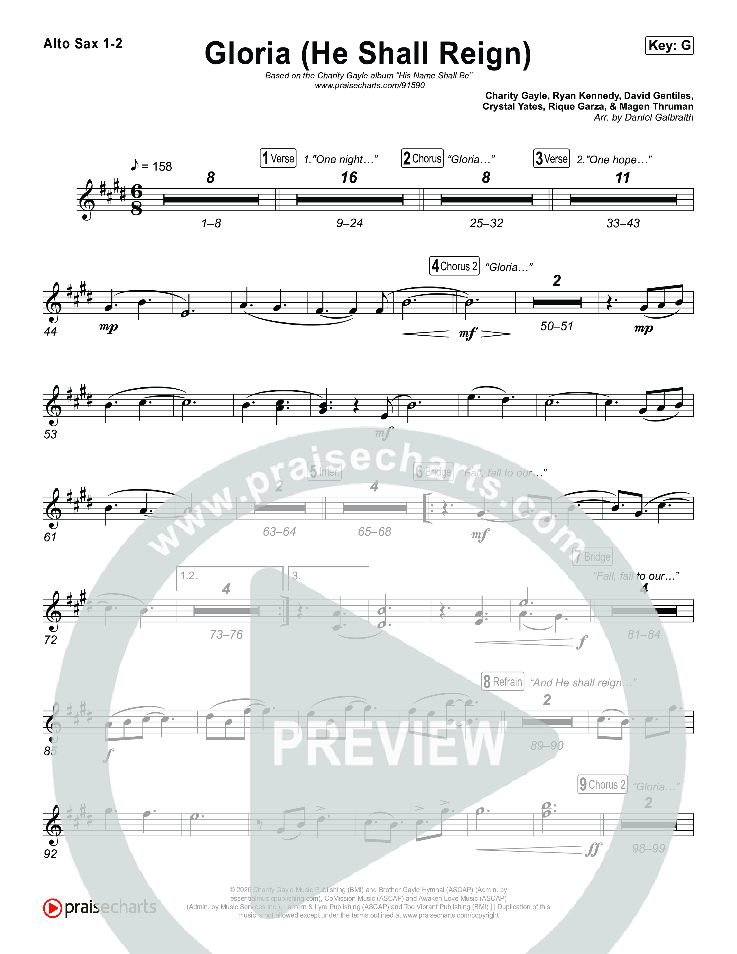 Gloria (He Shall Reign) Sax Pack (Charity Gayle)