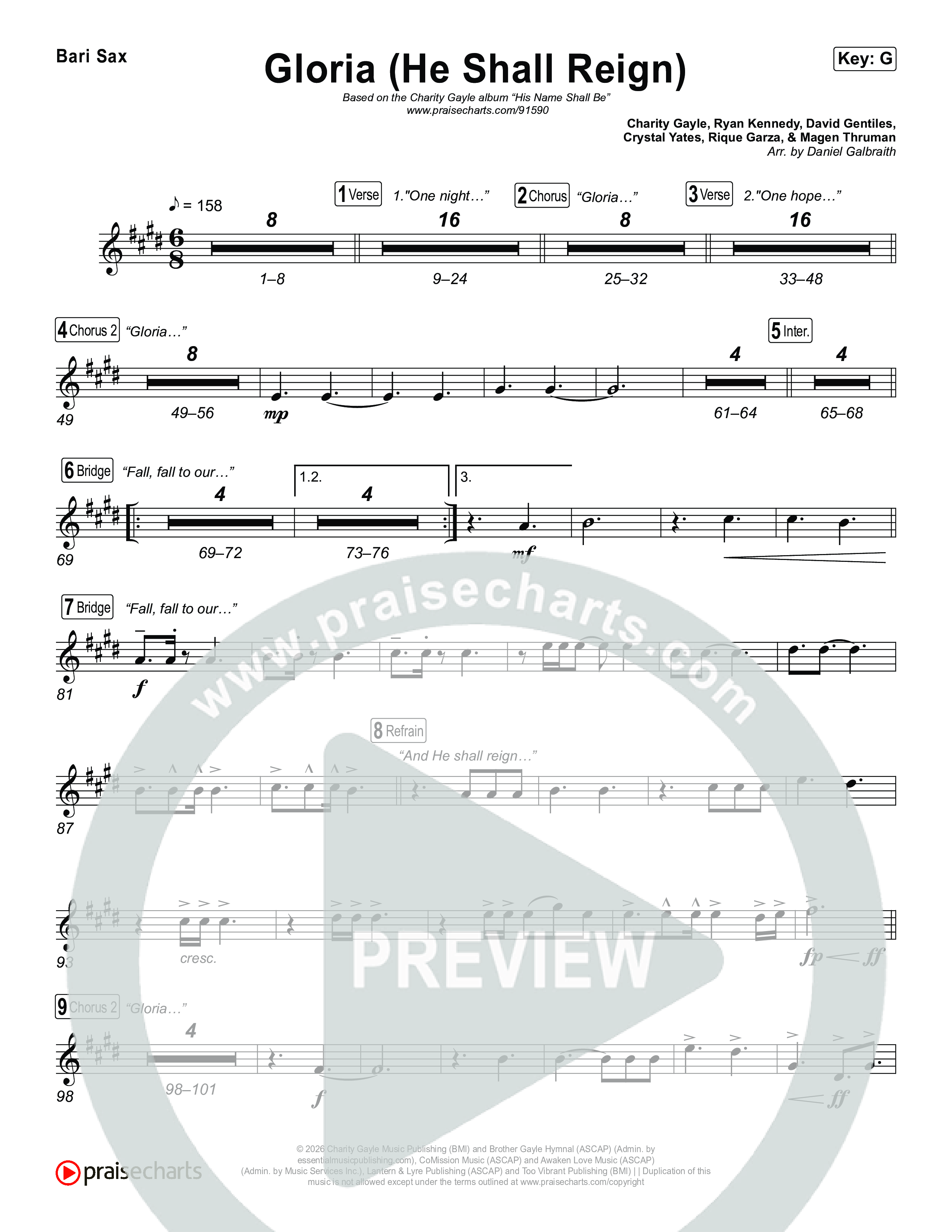Gloria (He Shall Reign) Bari Sax (Charity Gayle)
