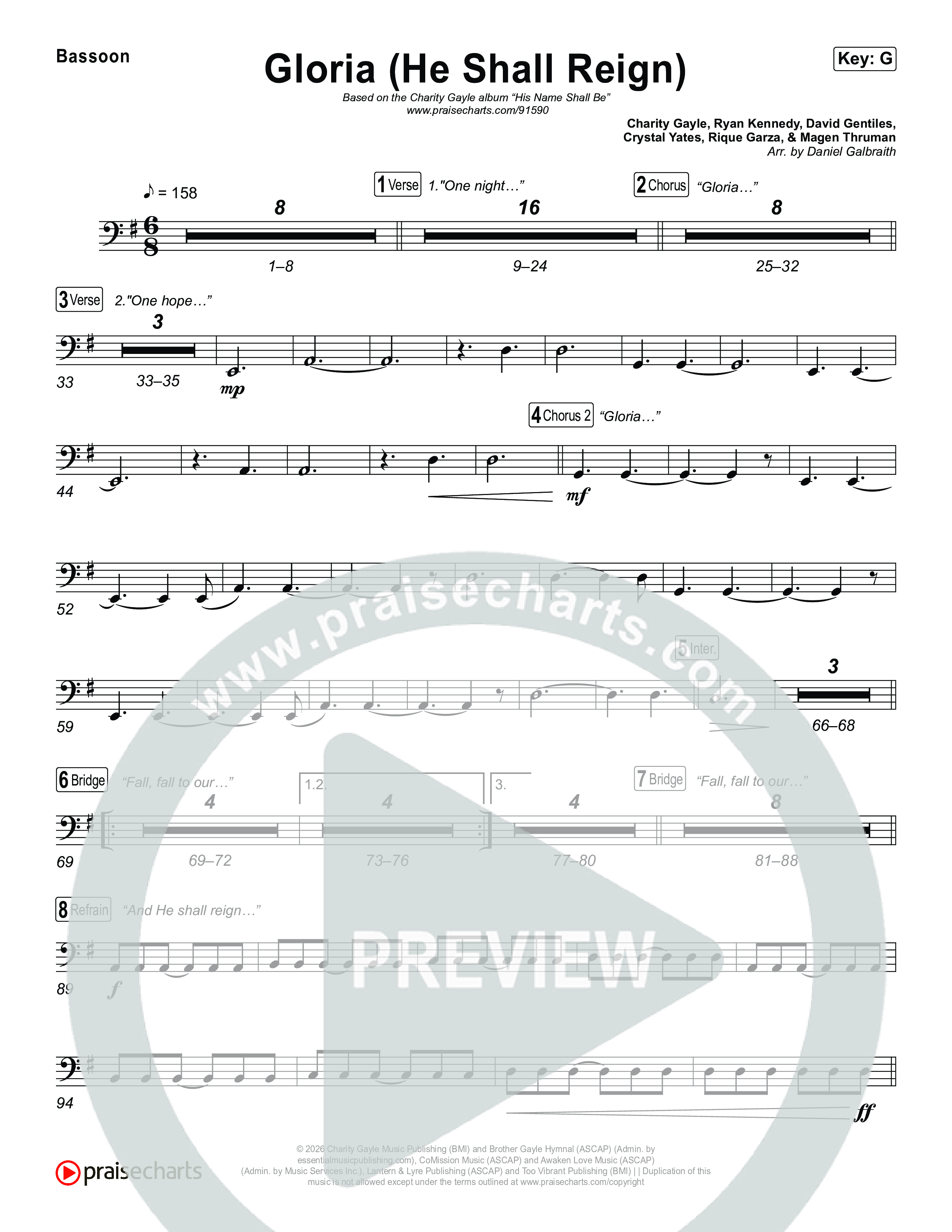Gloria (He Shall Reign) Bassoon (Charity Gayle)