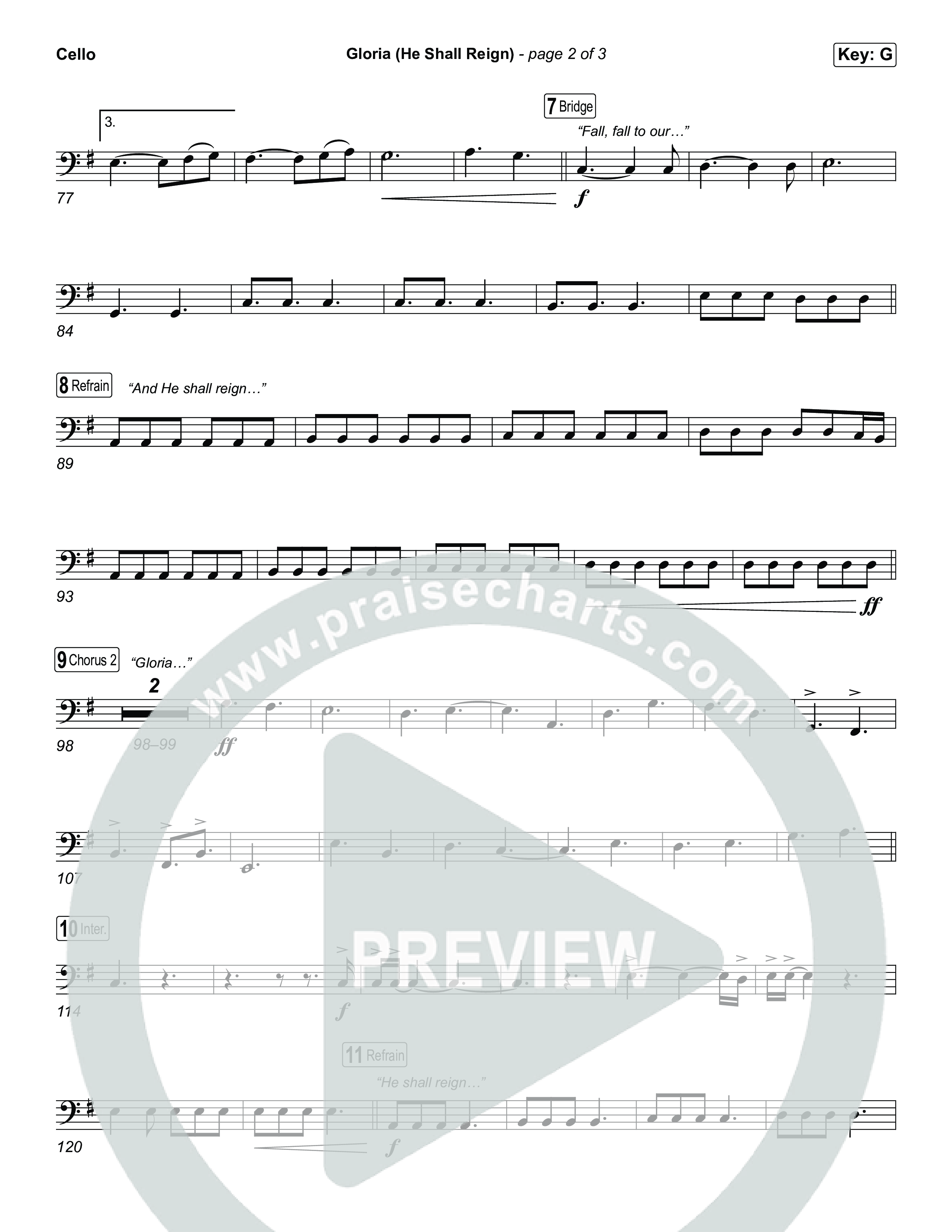 Gloria (He Shall Reign) Cello (Charity Gayle)
