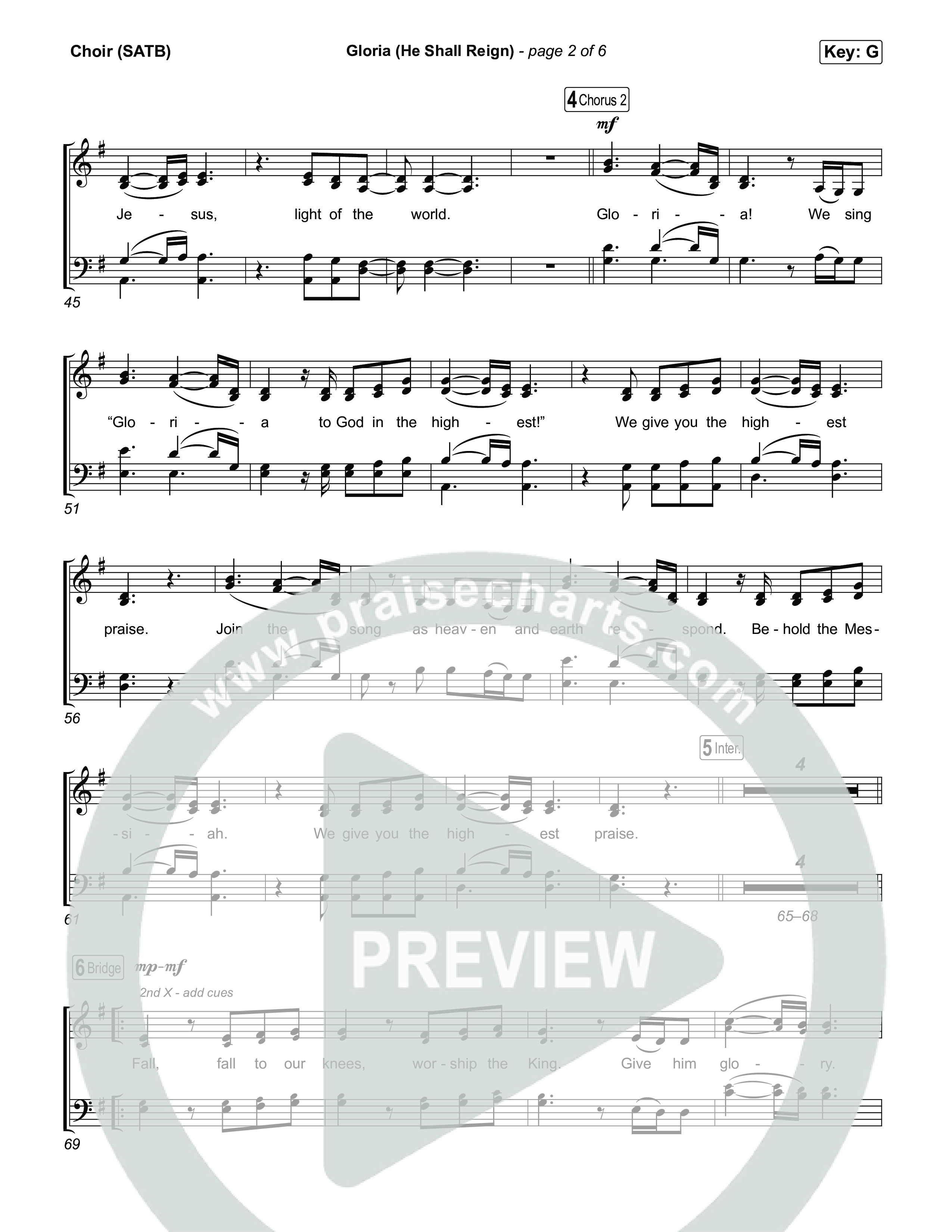 Gloria (He Shall Reign) Choir Sheet (SATB) (Charity Gayle)