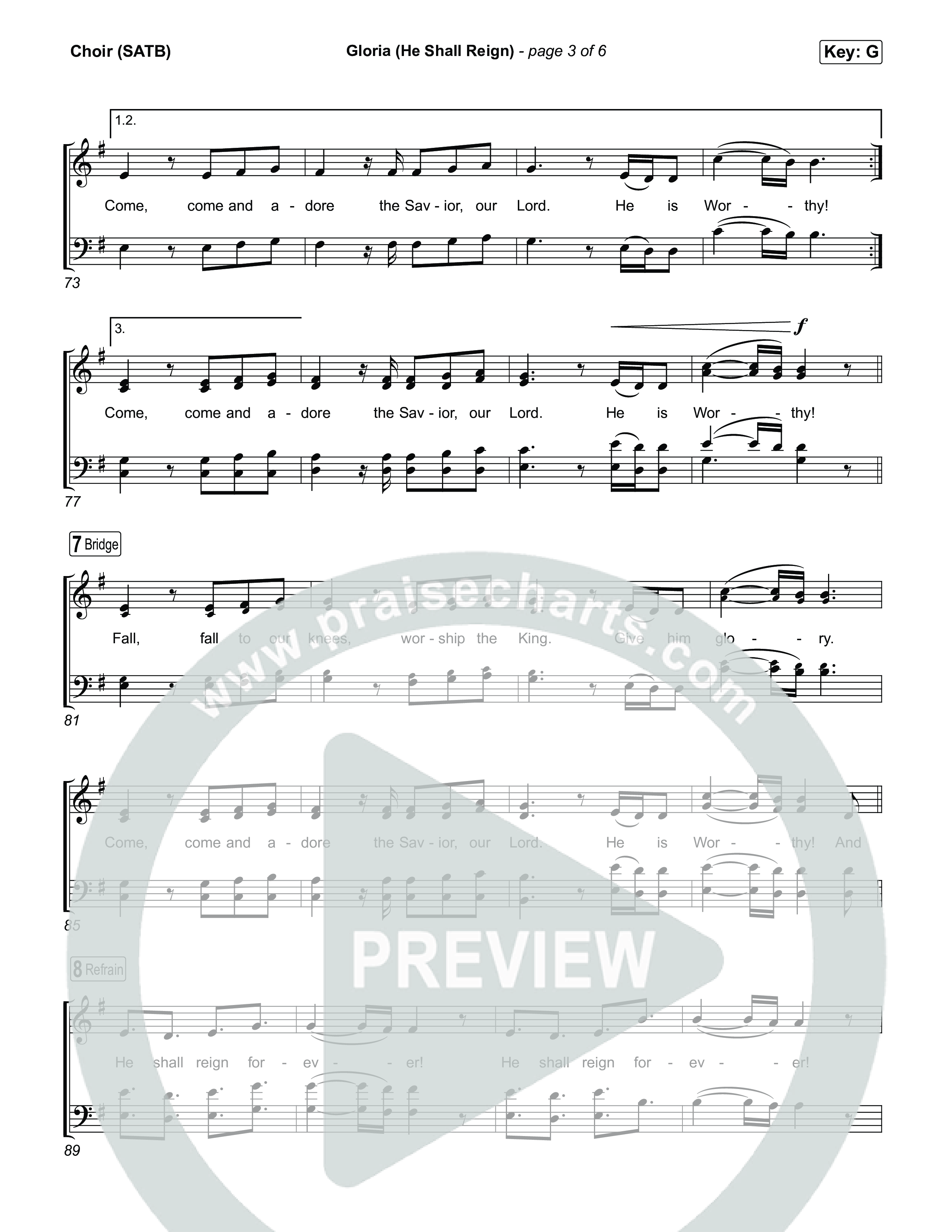 Gloria (He Shall Reign) Choir Sheet (SATB) (Charity Gayle)