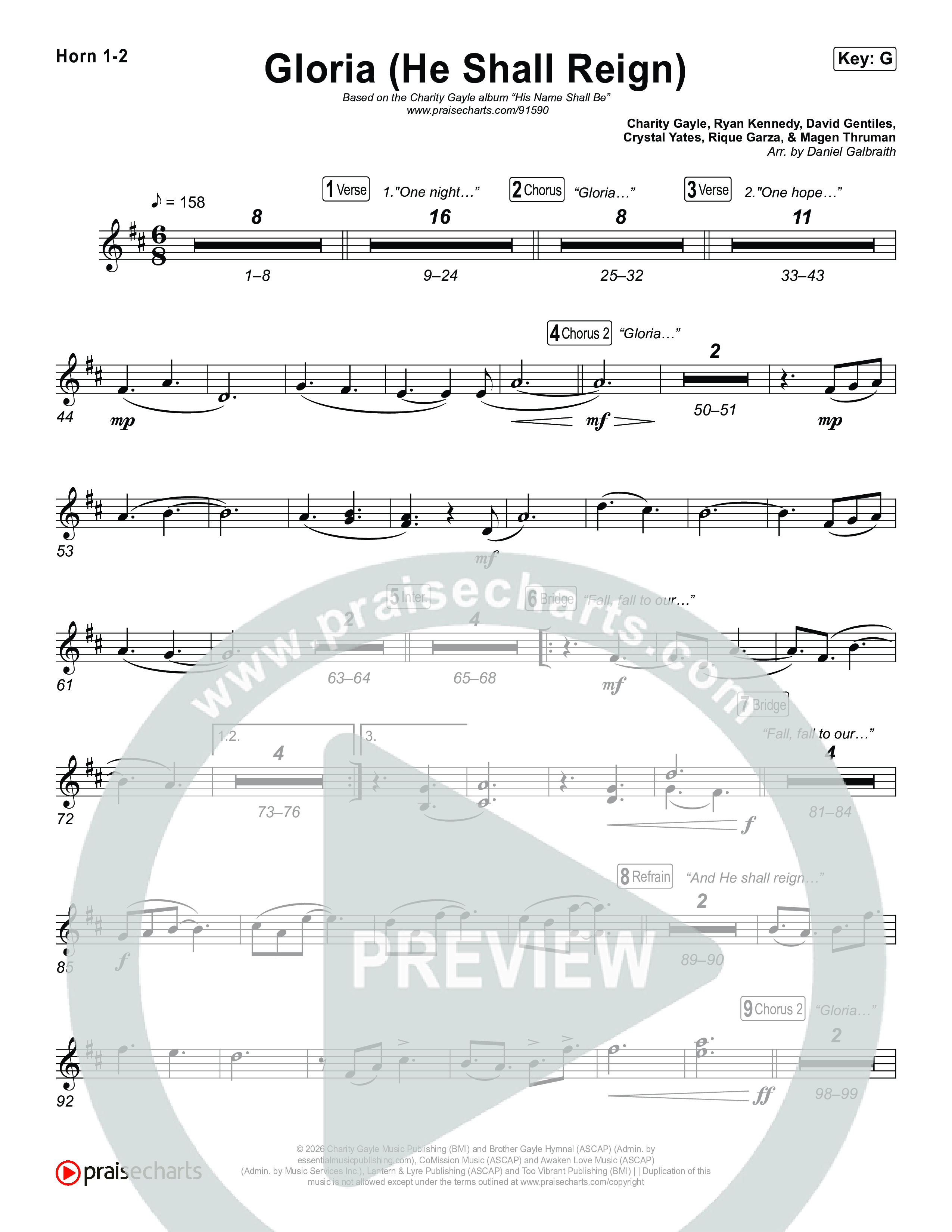 Gloria (He Shall Reign) Brass Pack (Charity Gayle)