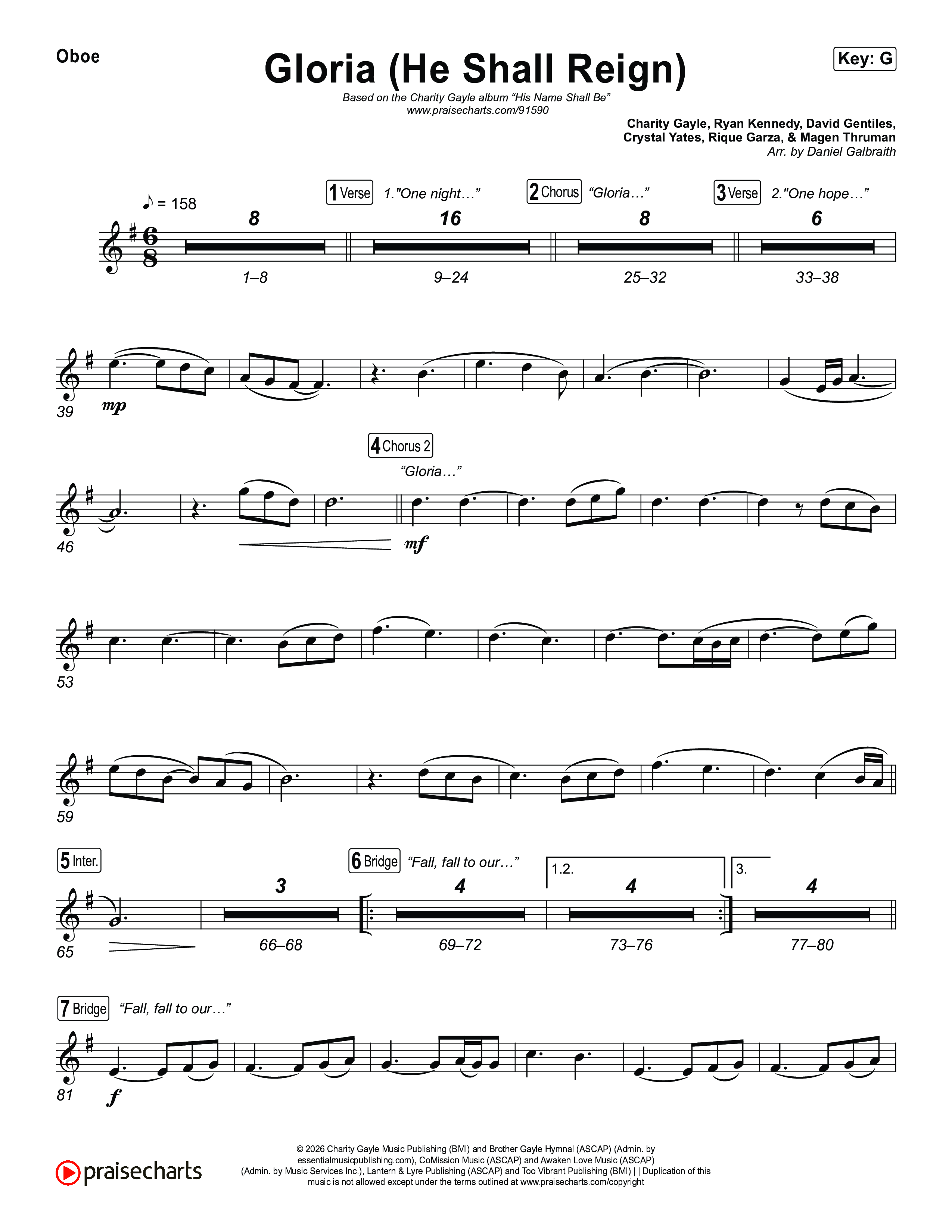 Gloria (He Shall Reign) Oboe (Charity Gayle)