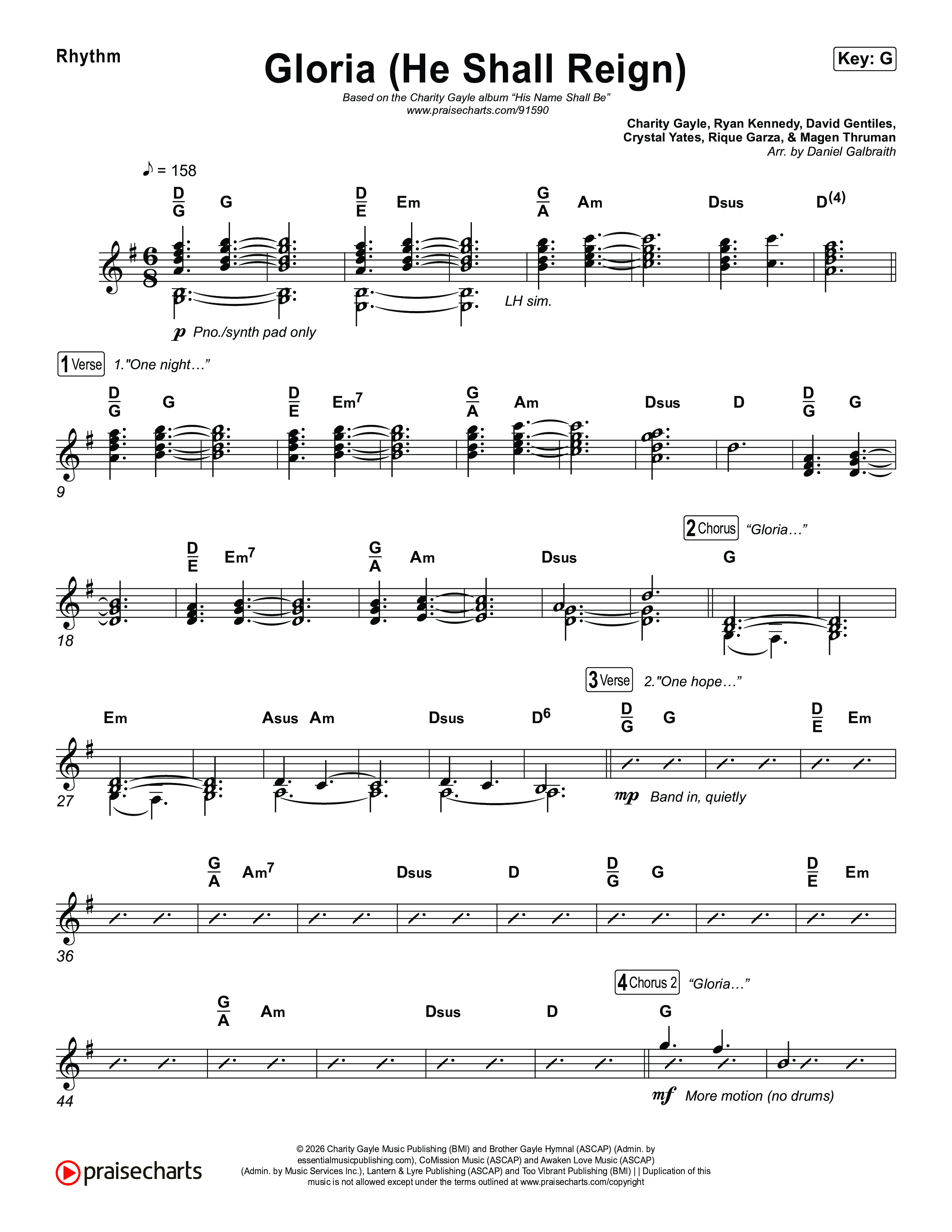 Gloria (He Shall Reign) Rhythm Pack (Charity Gayle)