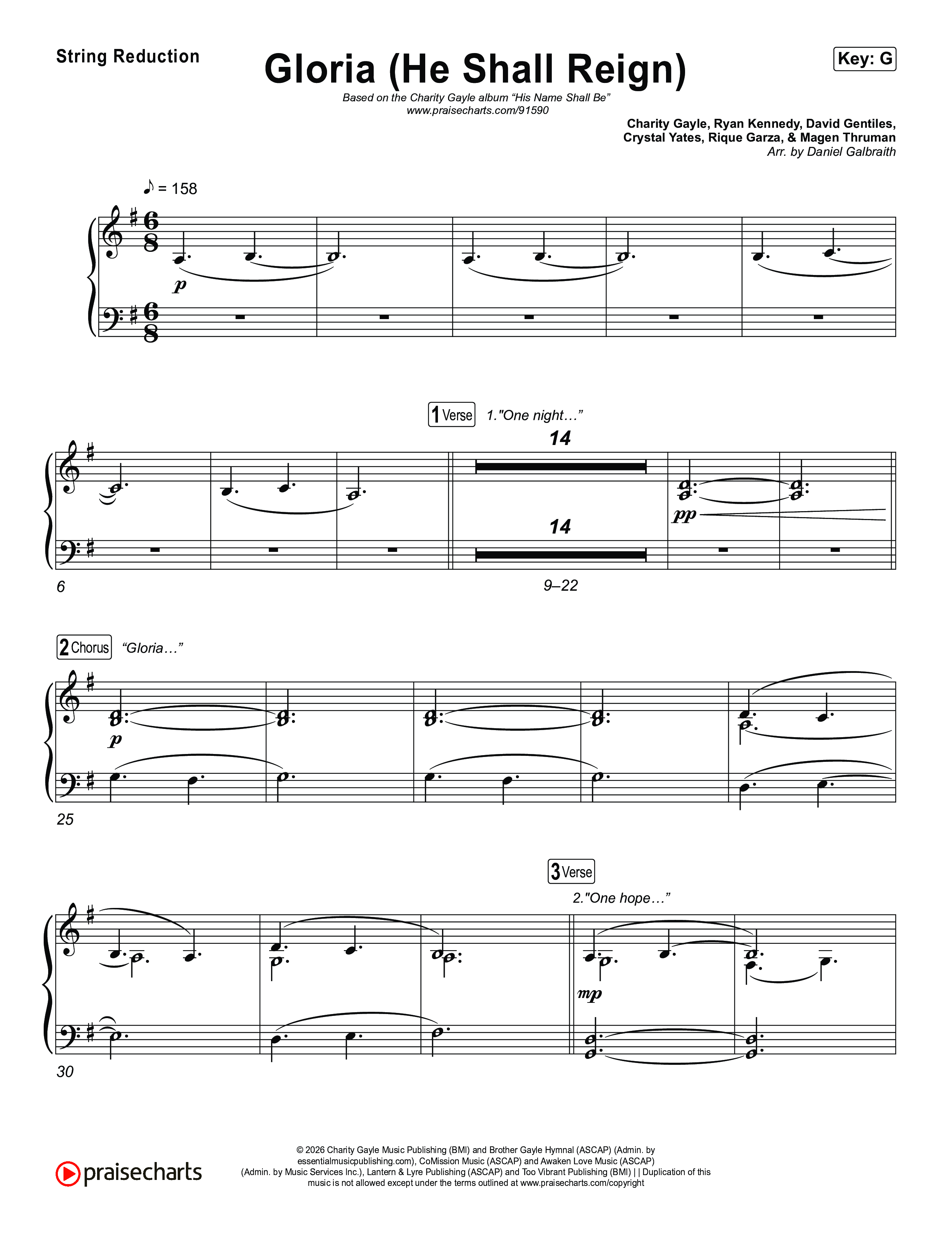 Gloria (He Shall Reign) String Reduction (Charity Gayle)