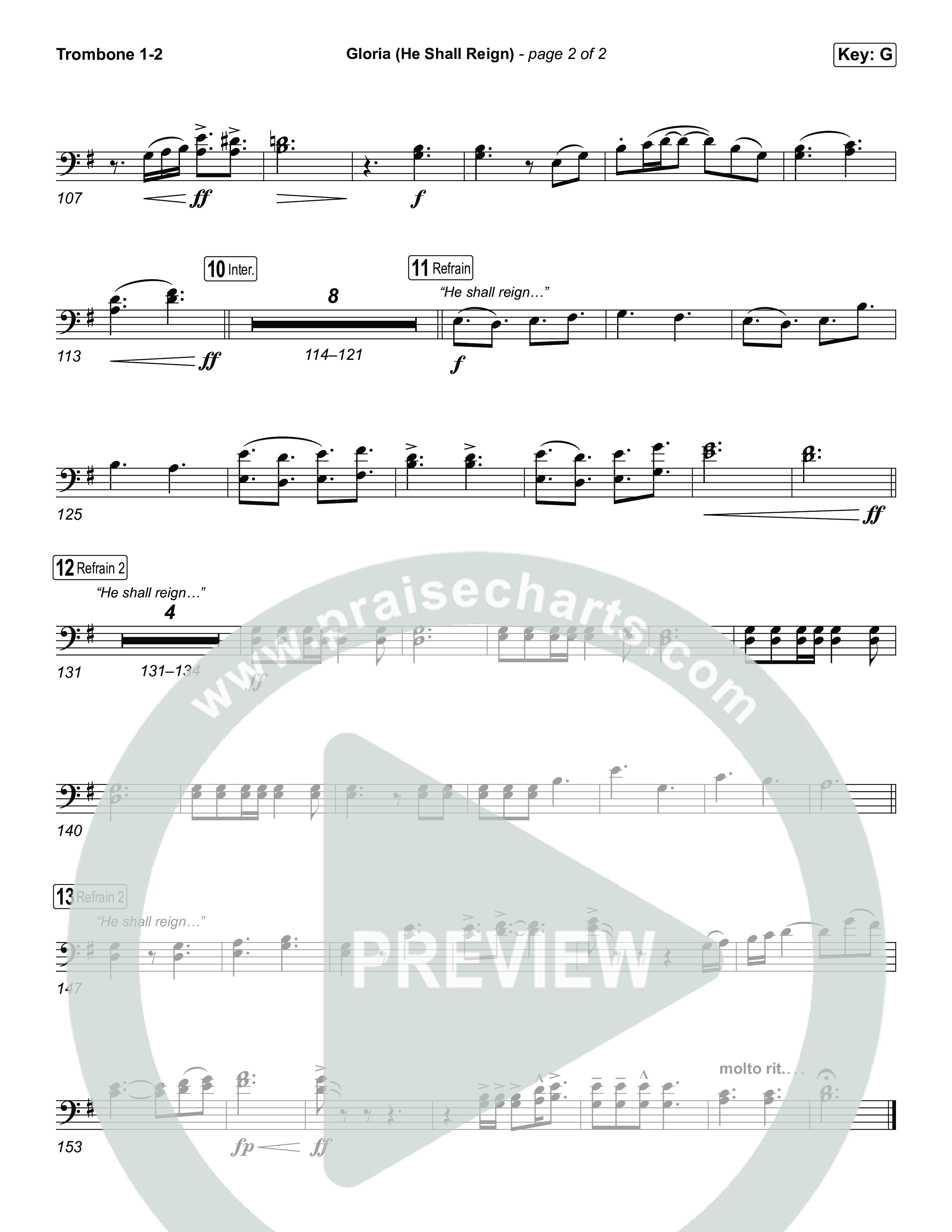 Gloria (He Shall Reign) Trombone 1,2 (Charity Gayle)