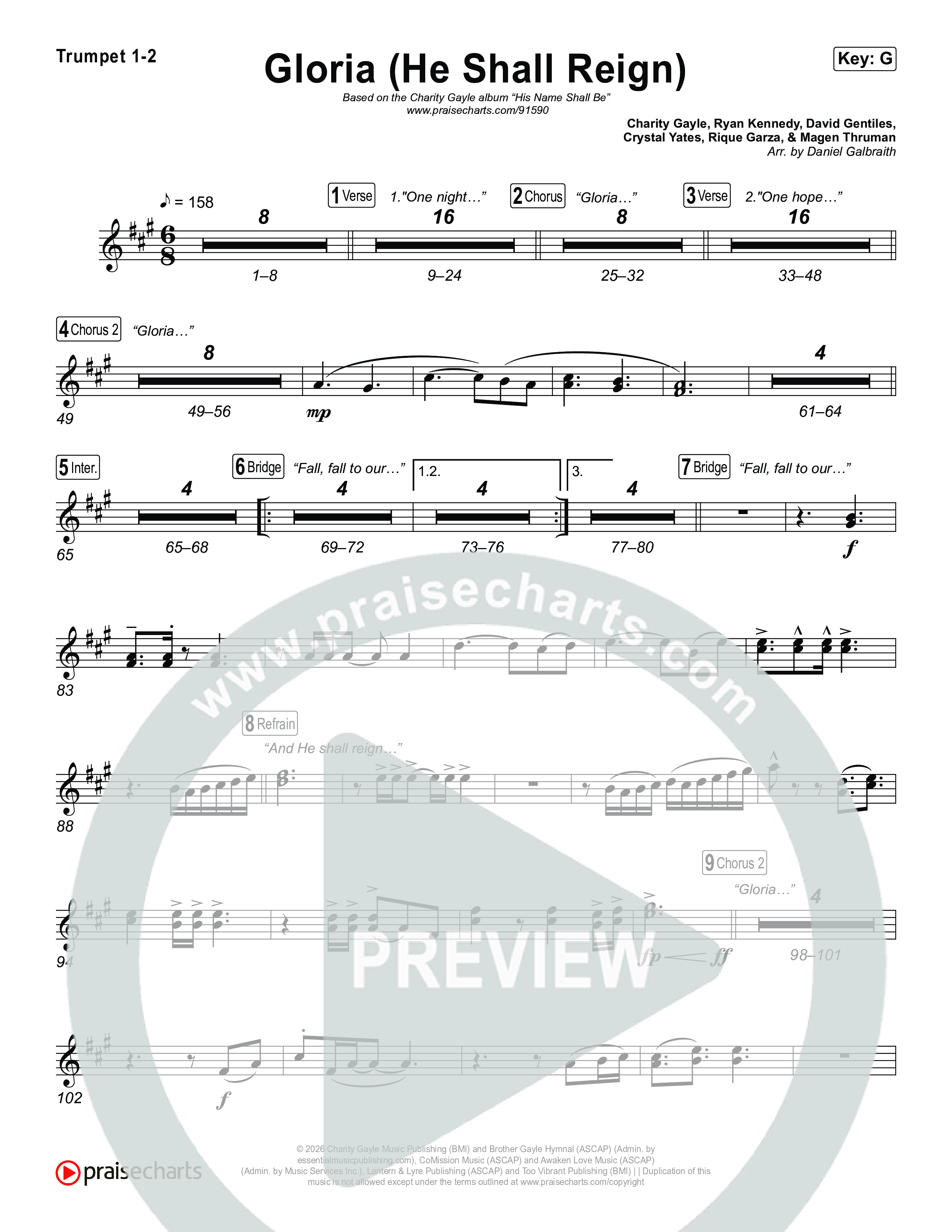 Gloria (He Shall Reign) Brass Pack (Charity Gayle)