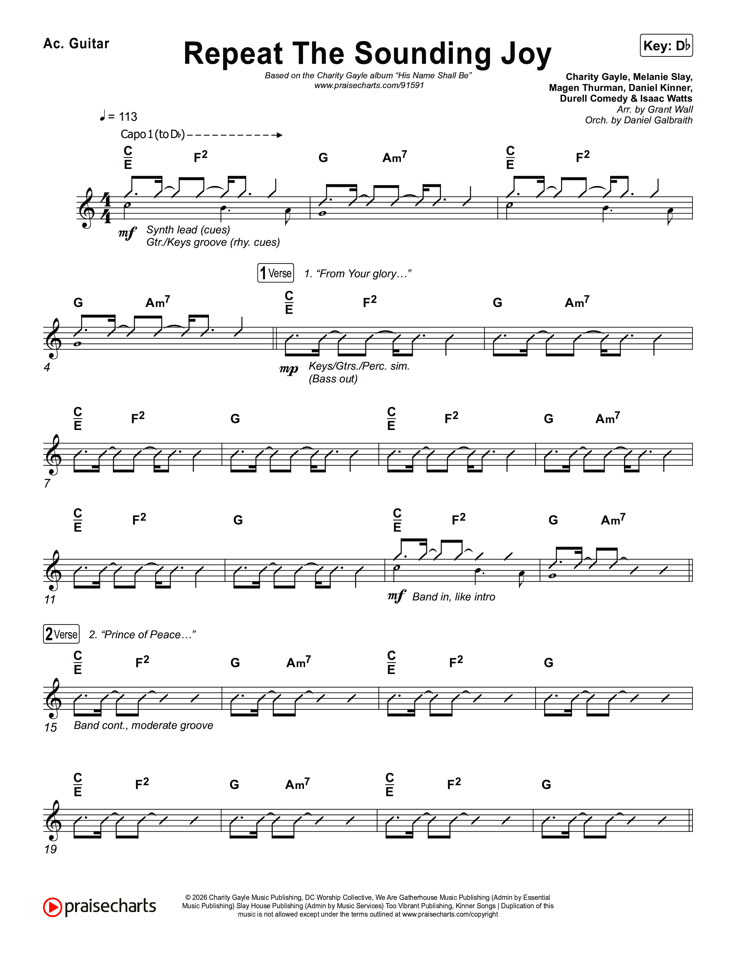 Repeat The Sounding Joy Acoustic Guitar (Charity Gayle)