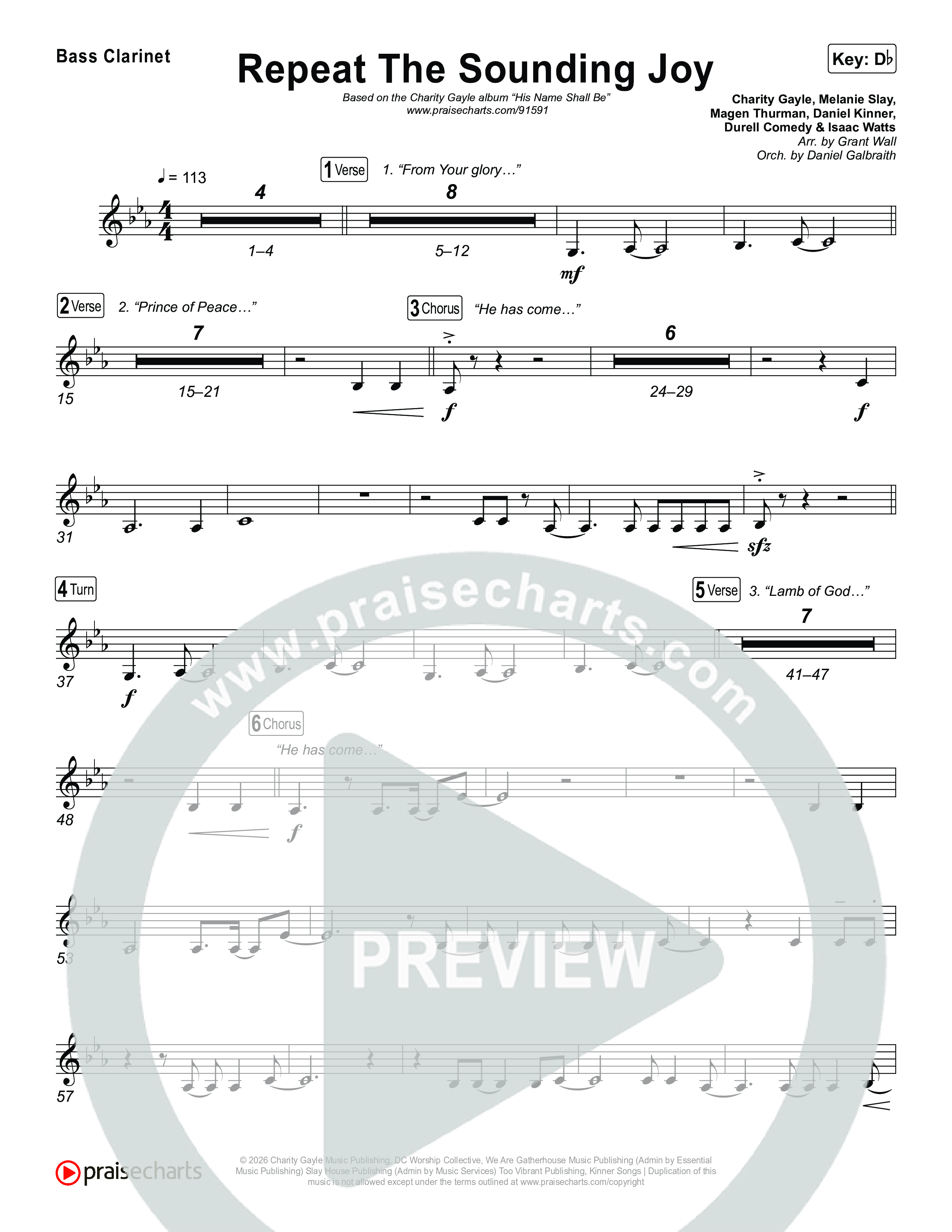 Repeat The Sounding Joy Bass Clarinet (Charity Gayle)