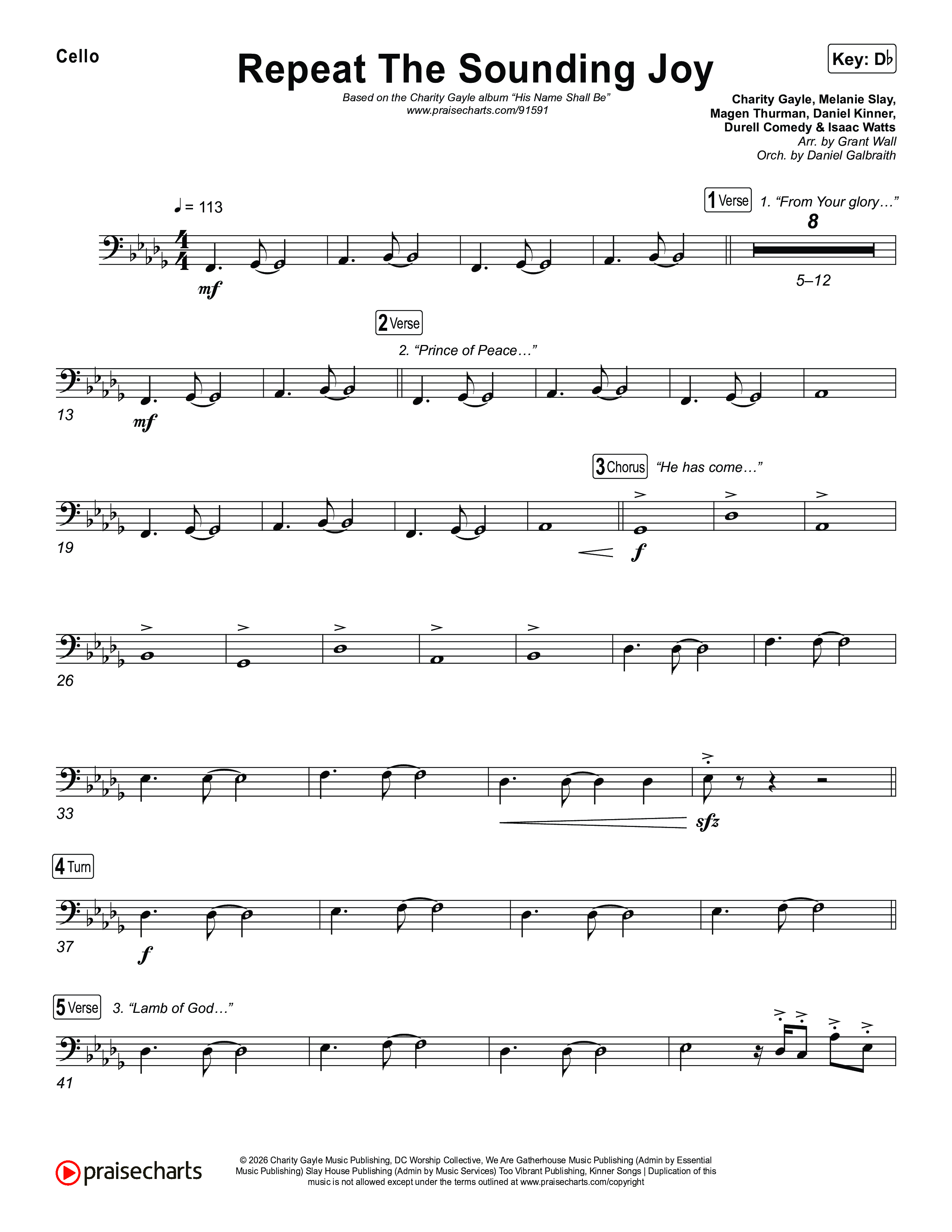 Repeat The Sounding Joy Cello (Charity Gayle)
