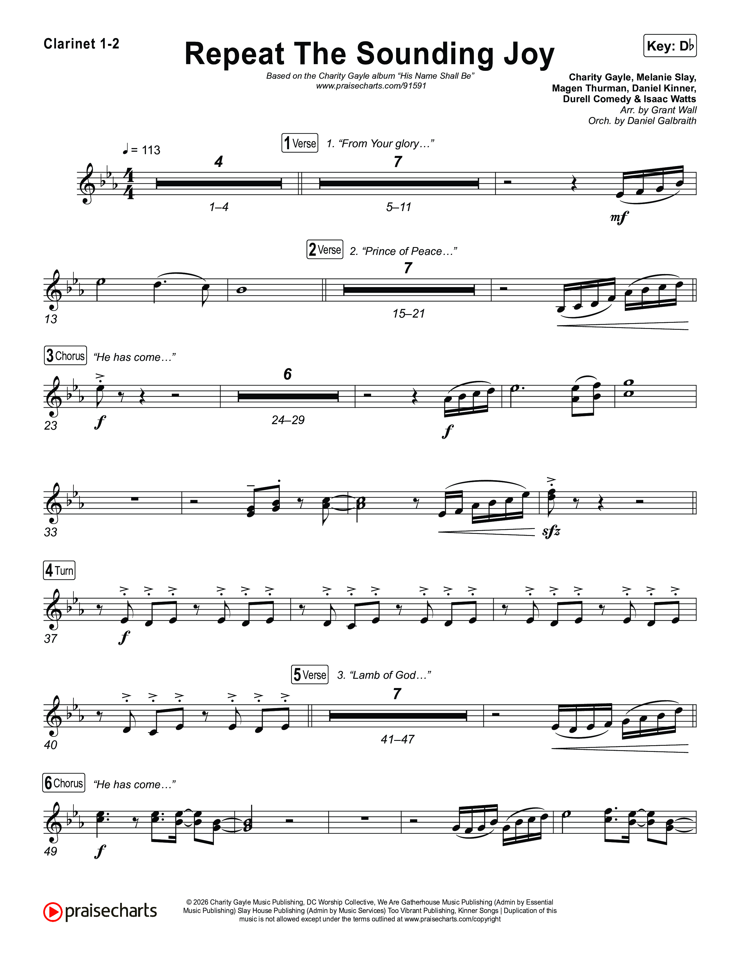 Repeat The Sounding Joy Clarinet 1,2 (Charity Gayle)