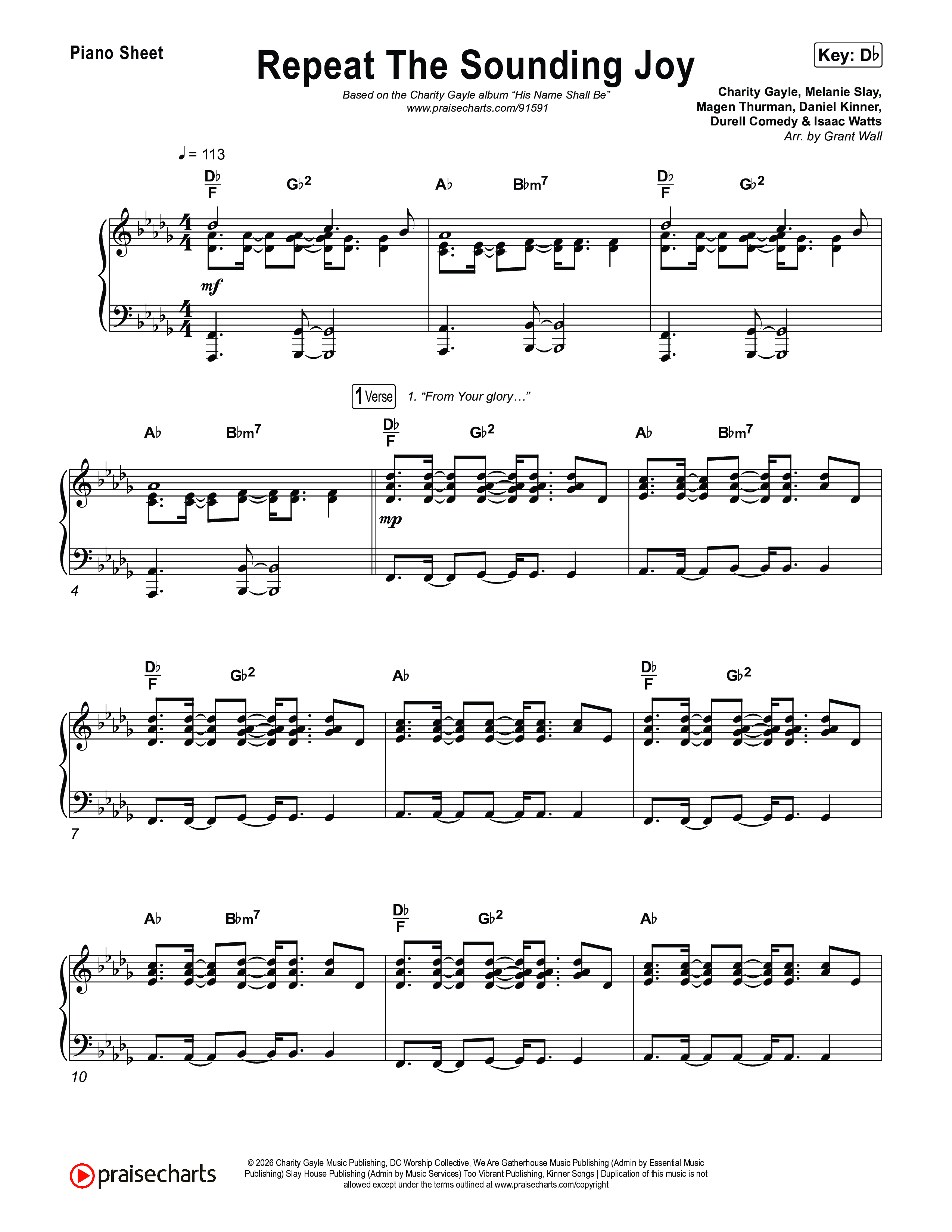 Repeat The Sounding Joy Piano Sheet (Charity Gayle)