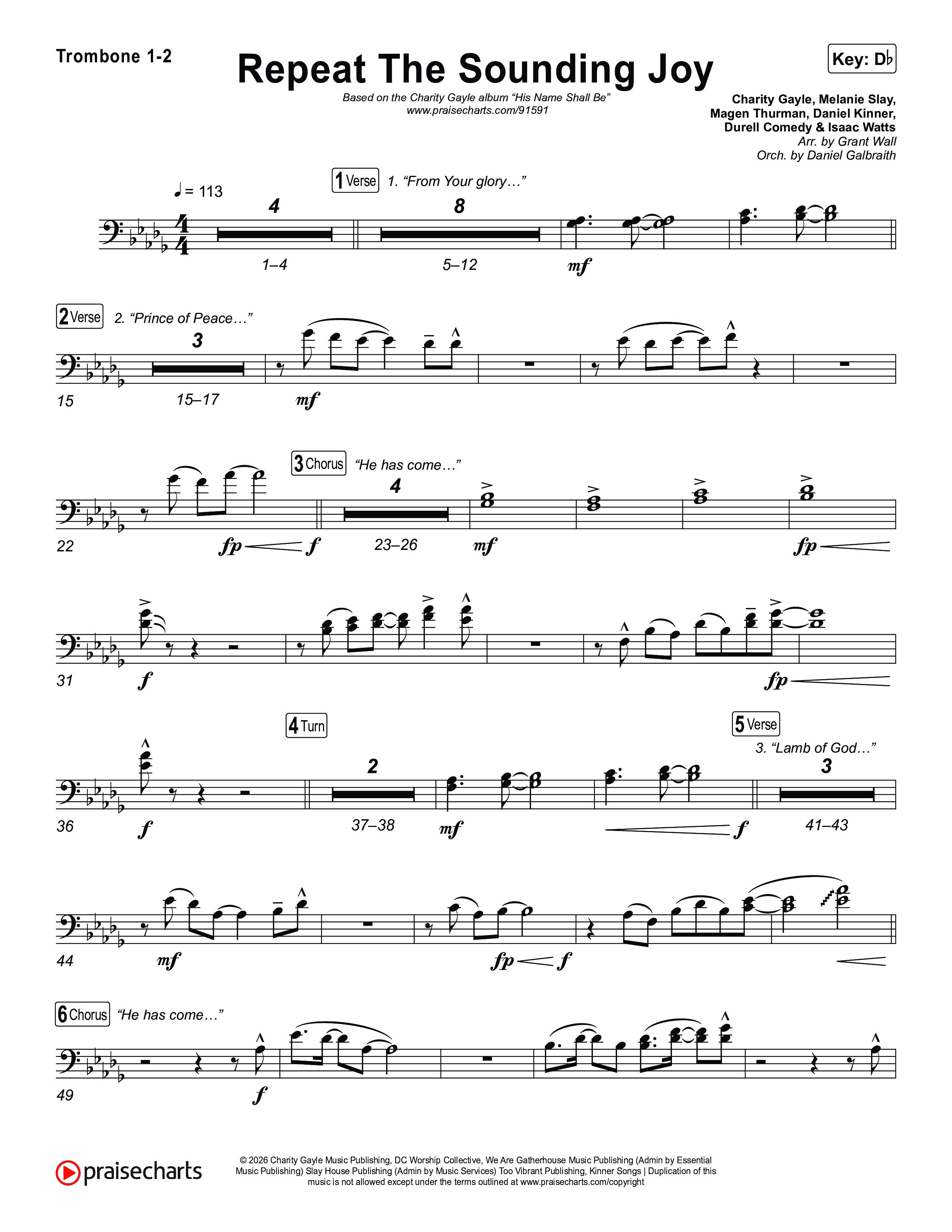 Repeat The Sounding Joy Trombone 1,2 (Charity Gayle)