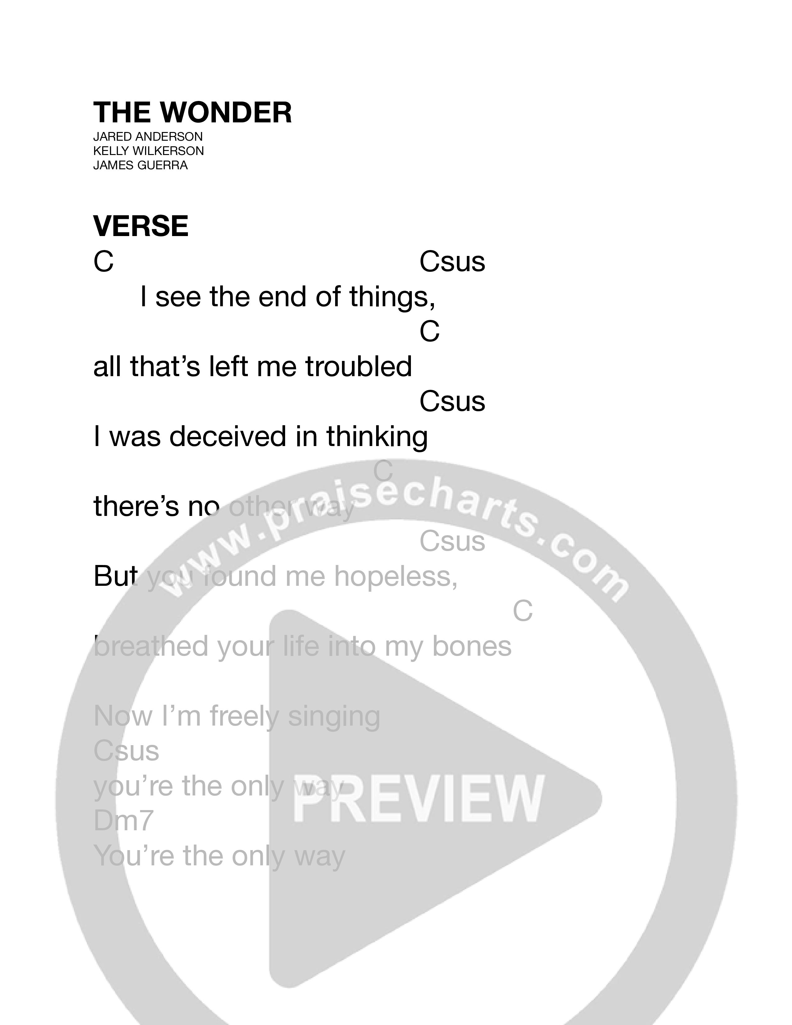 The Wonder Chord Chart (11:21 Worship)