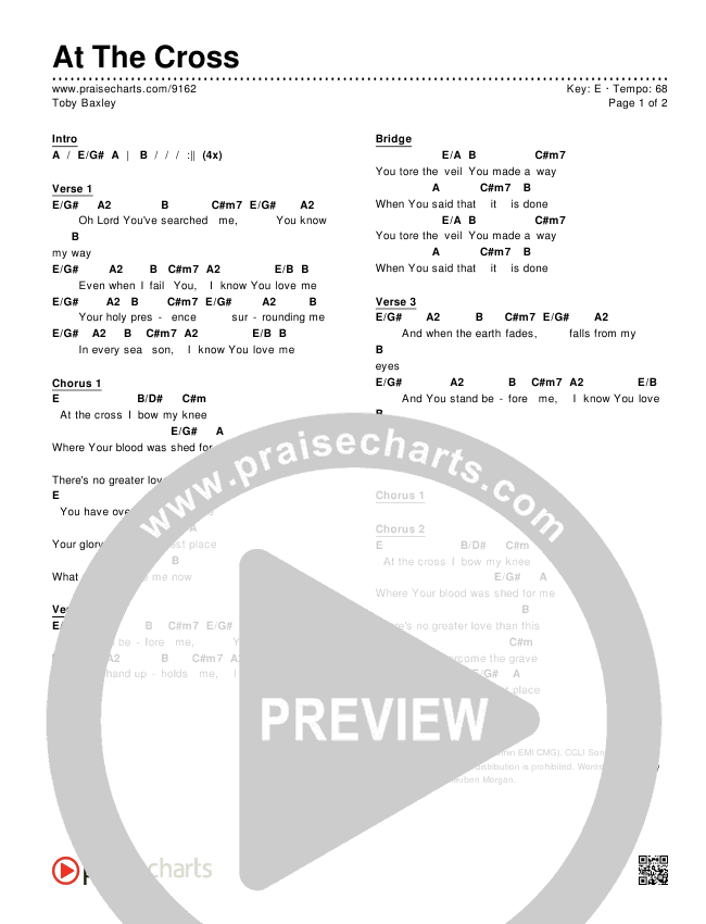 At The Cross Chords PDF () - PraiseCharts