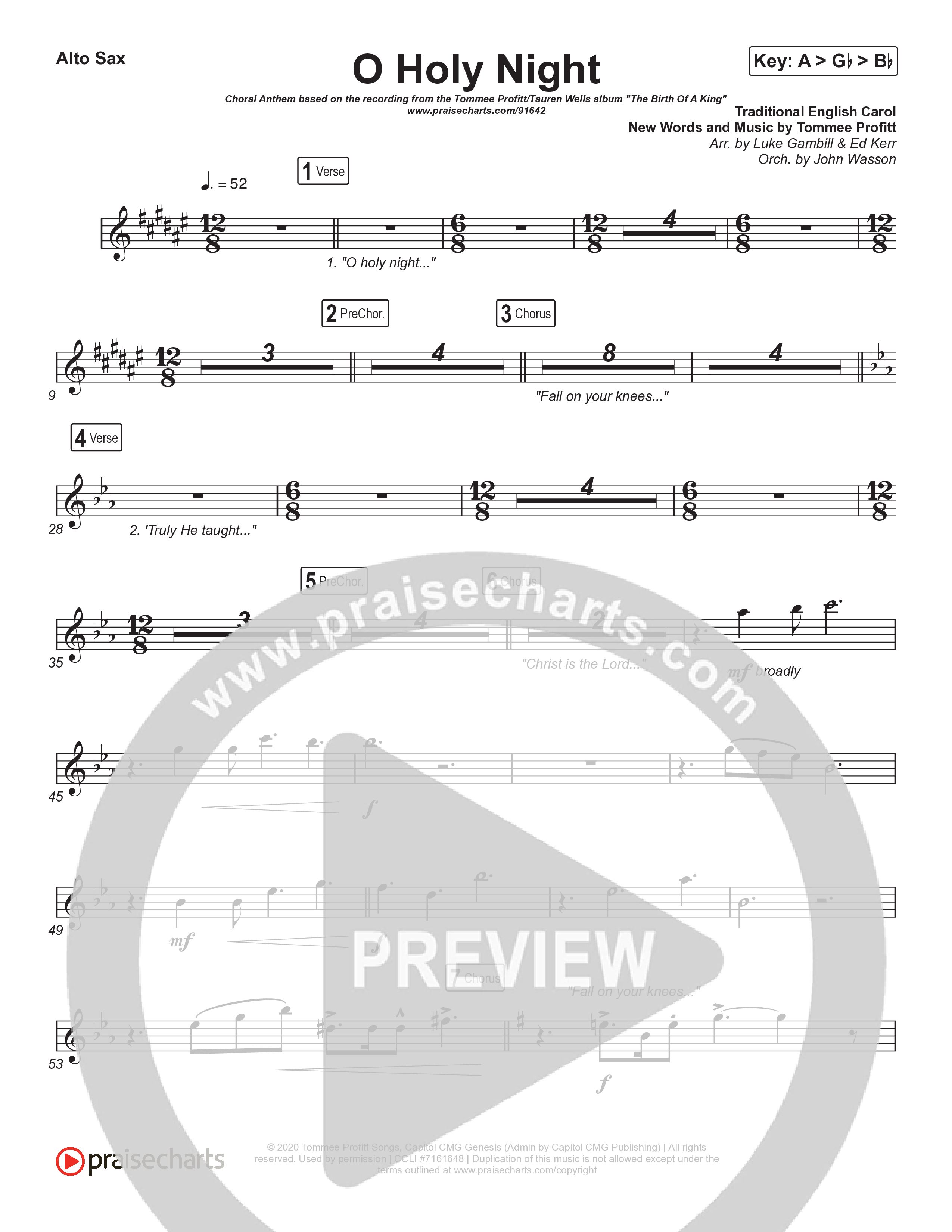 O Holy Night (Choral Anthem SATB) Sax Pack (Tommee Profitt / Tauren Wells / SVRCINA / Arr. Luke Gambill)