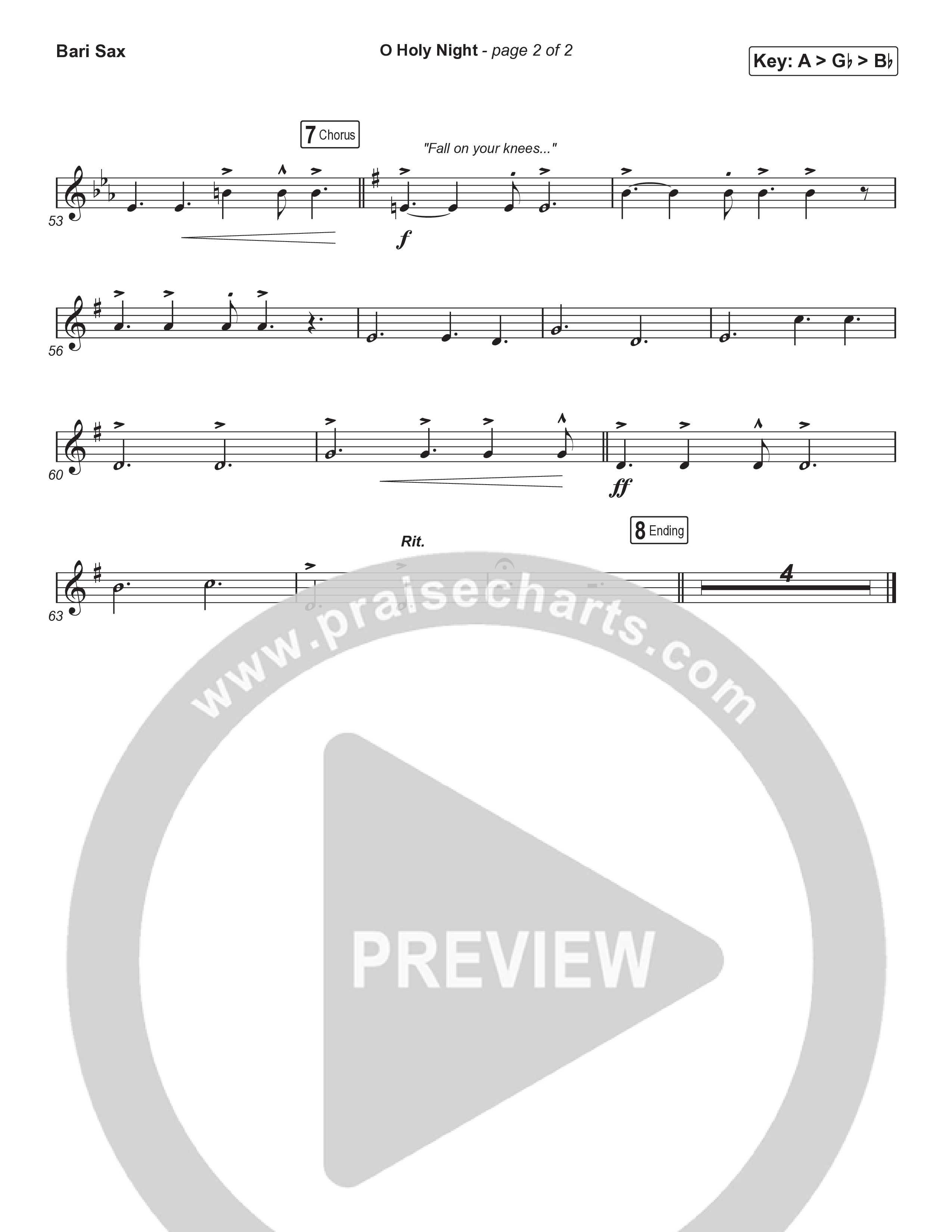 O Holy Night (Choral Anthem SATB) Bari Sax (Tommee Profitt / Tauren Wells / SVRCINA / Arr. Luke Gambill)