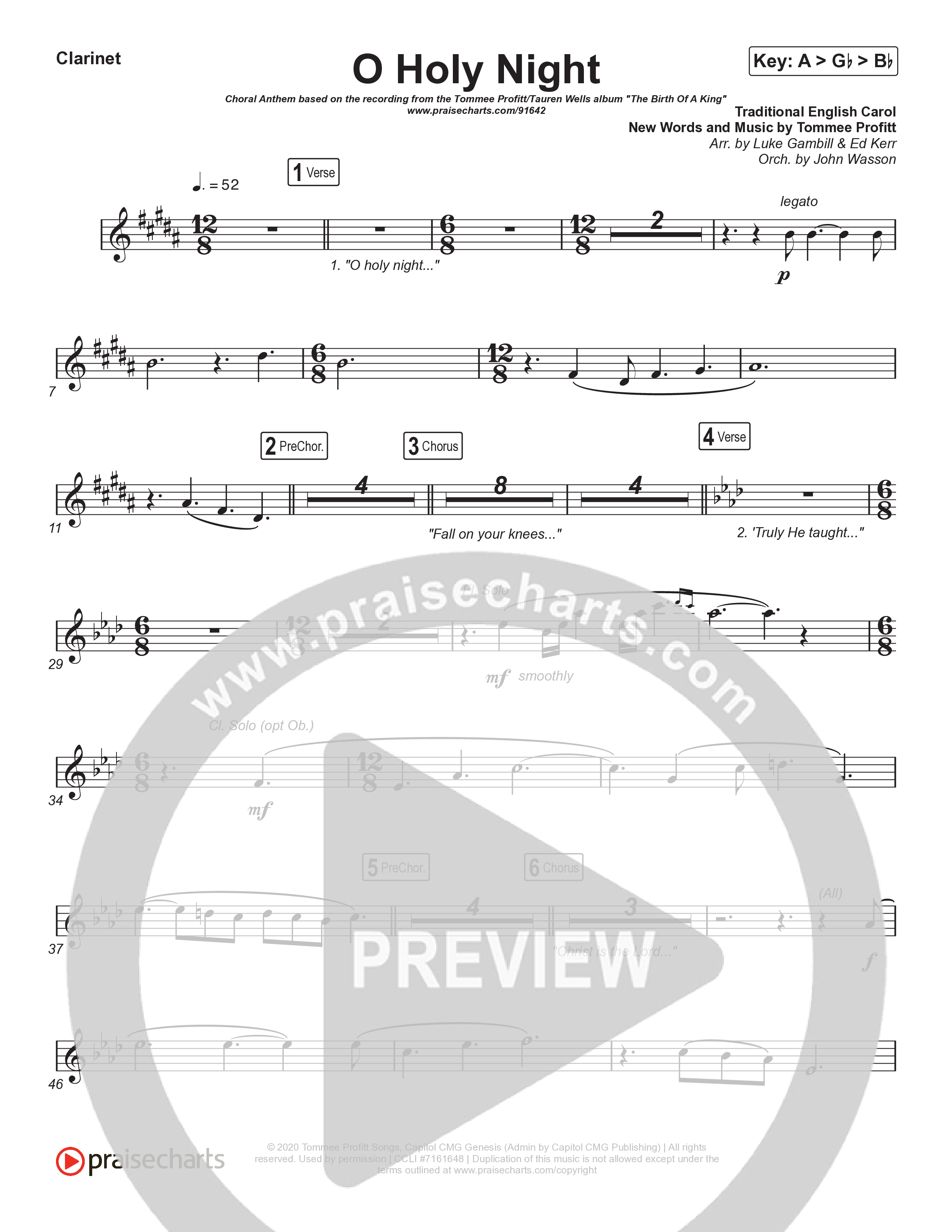 O Holy Night (Choral Anthem SATB) Wind Pack (Tommee Profitt / Tauren Wells / SVRCINA / Arr. Luke Gambill)