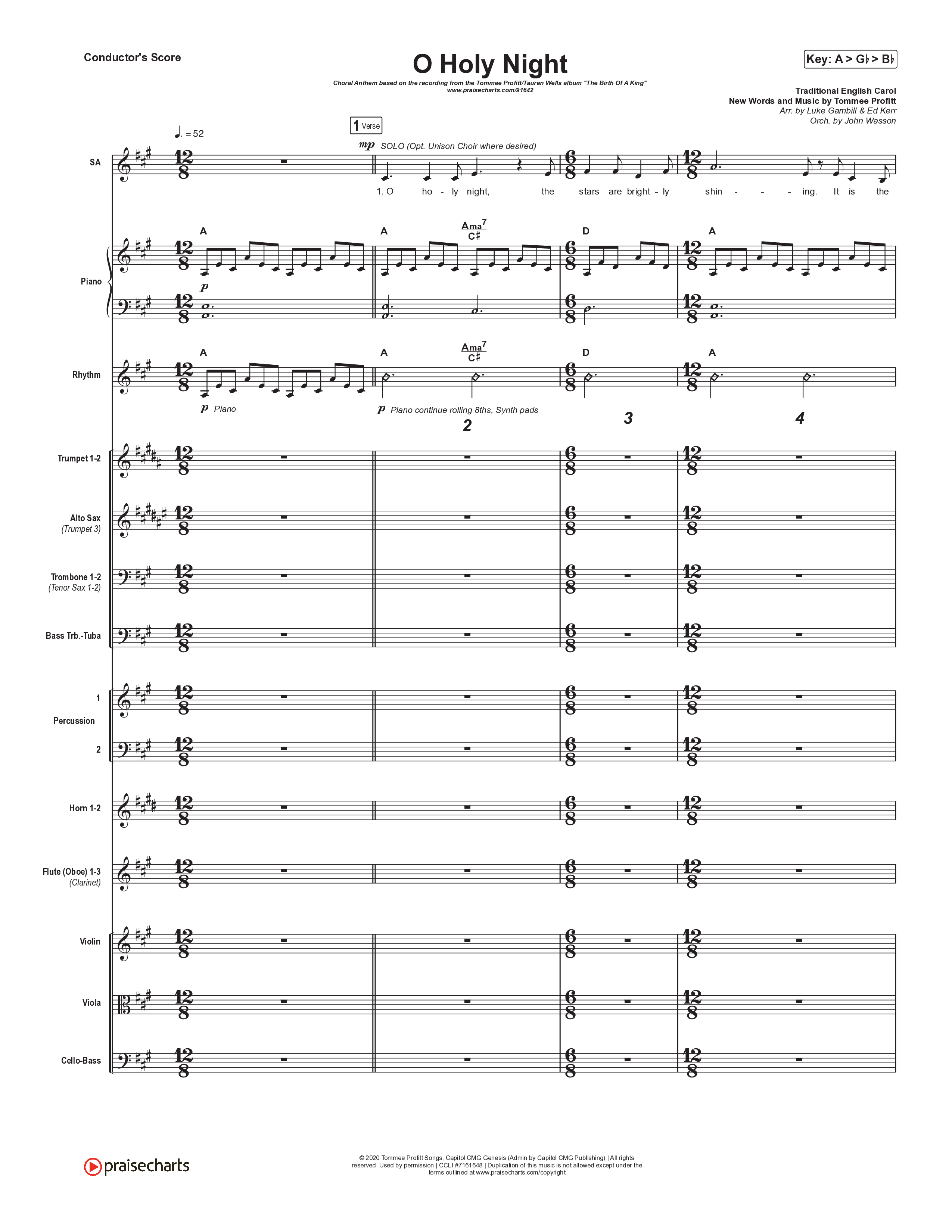 O Holy Night (Choral Anthem SATB) Orchestration (Tommee Profitt / Tauren Wells / SVRCINA / Arr. Luke Gambill)
