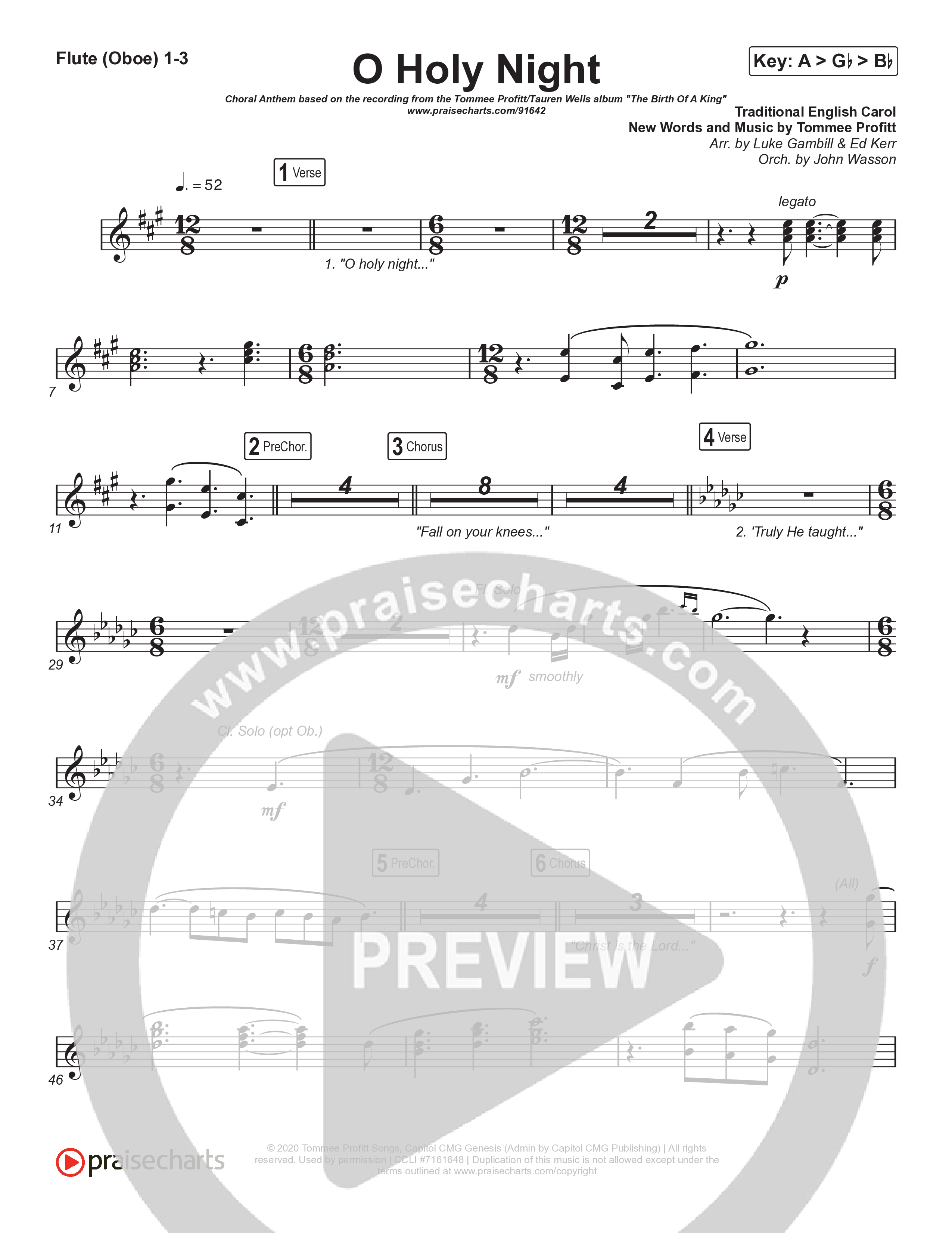 O Holy Night (Choral Anthem SATB) Wind Pack (Tommee Profitt / Tauren Wells / SVRCINA / Arr. Luke Gambill)