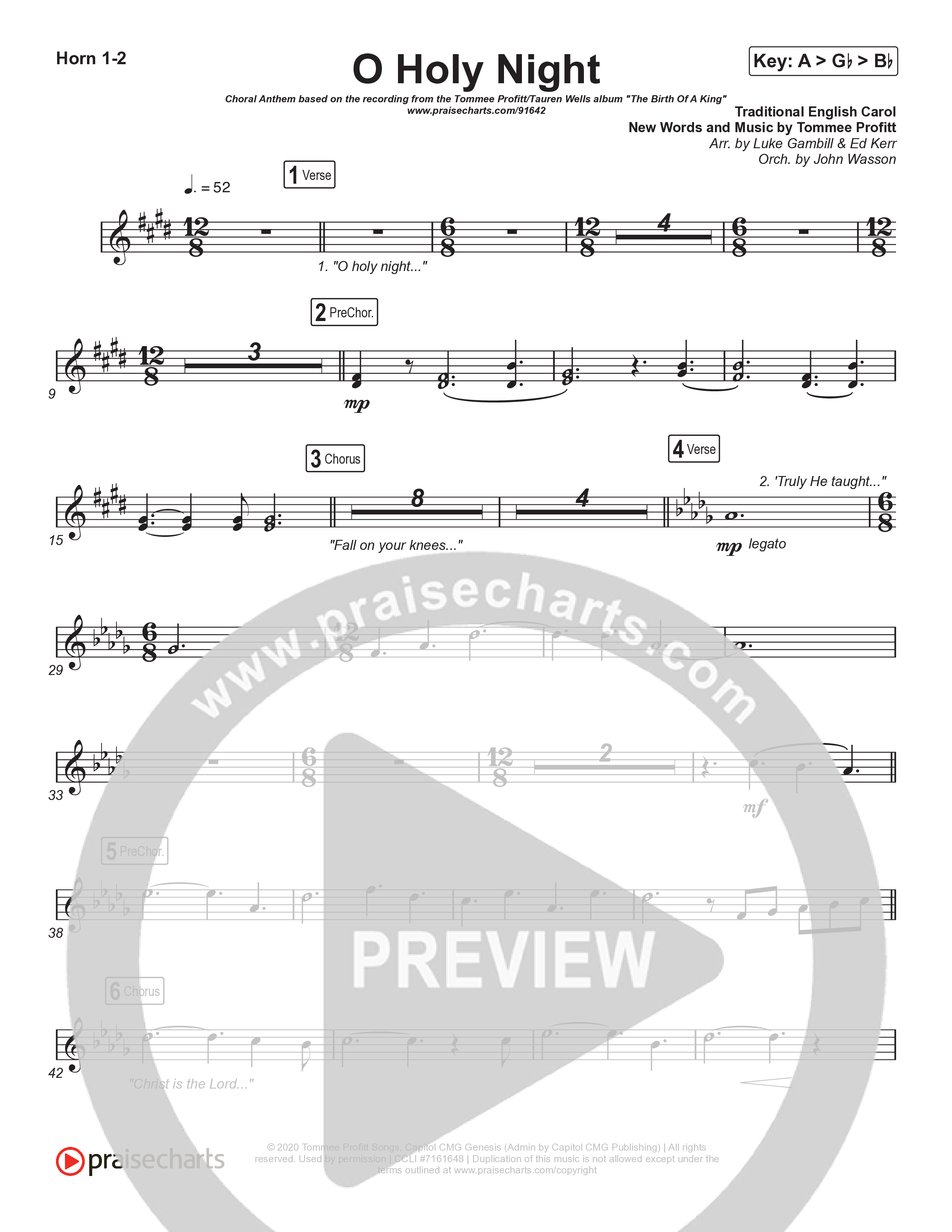 O Holy Night (Choral Anthem SATB) Brass Pack (Tommee Profitt / Tauren Wells / SVRCINA / Arr. Luke Gambill)