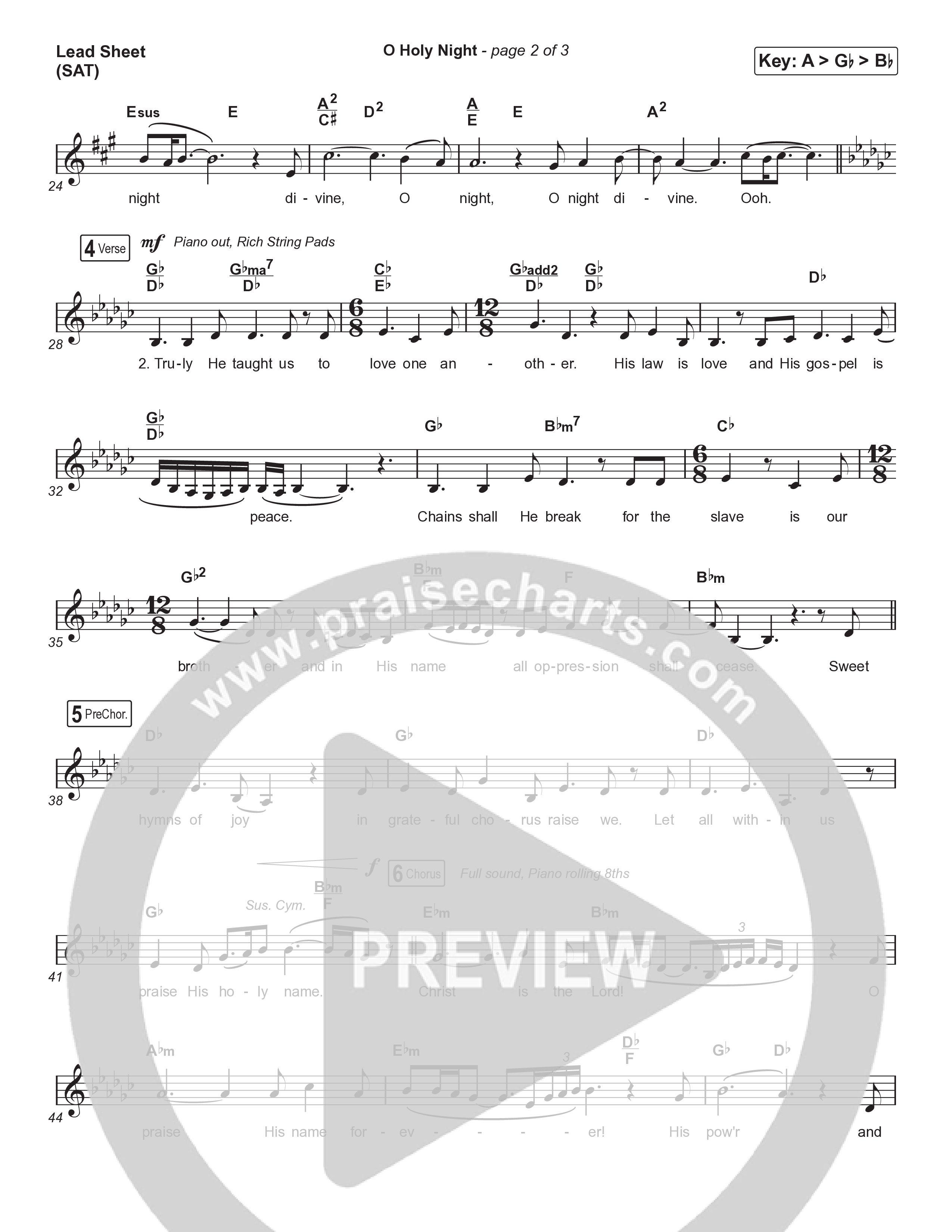 O Holy Night (Choral Anthem SATB) Lead Sheet (SAT) (Tommee Profitt / Tauren Wells / SVRCINA / Arr. Luke Gambill)