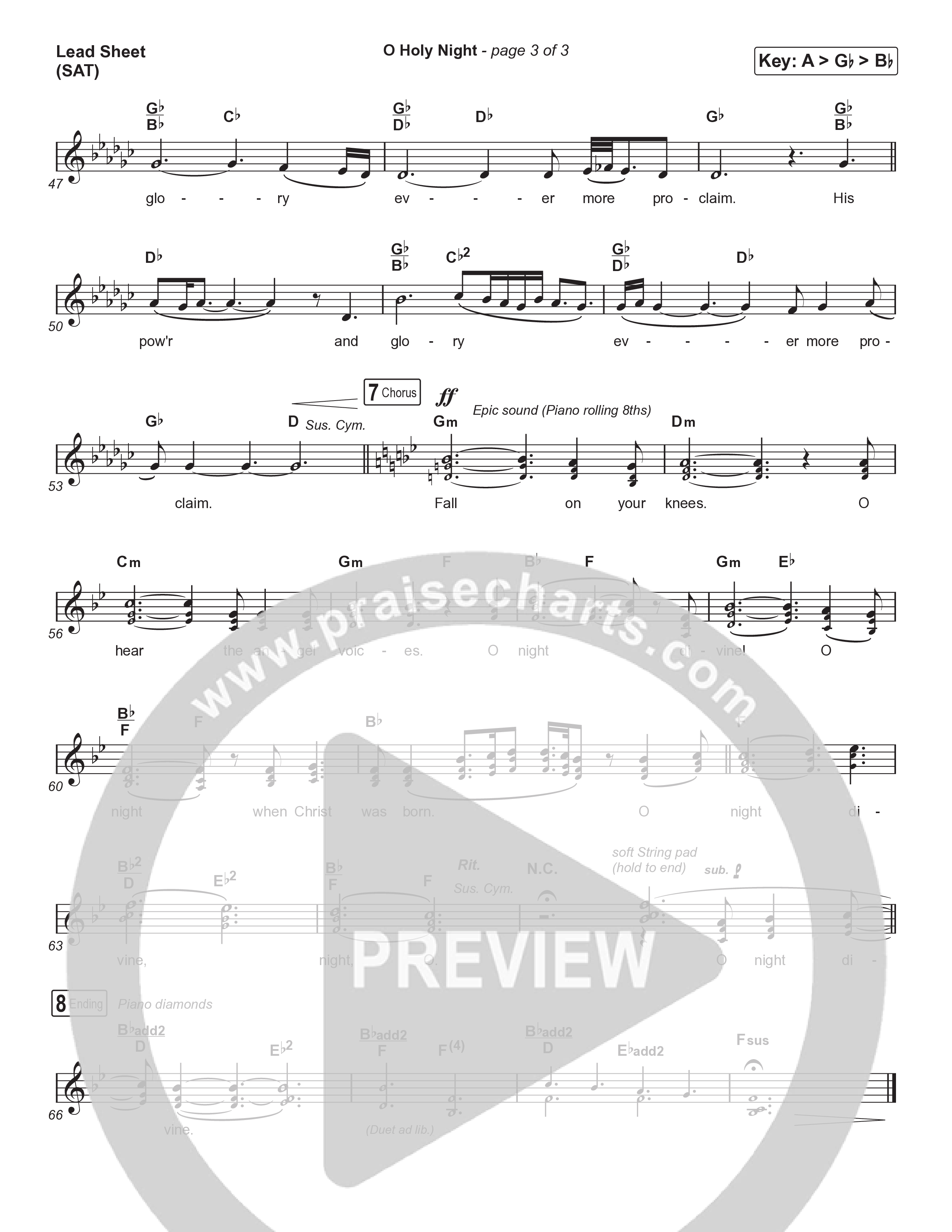O Holy Night (Choral Anthem SATB) Lead Sheet (SAT) (Tommee Profitt / Tauren Wells / SVRCINA / Arr. Luke Gambill)