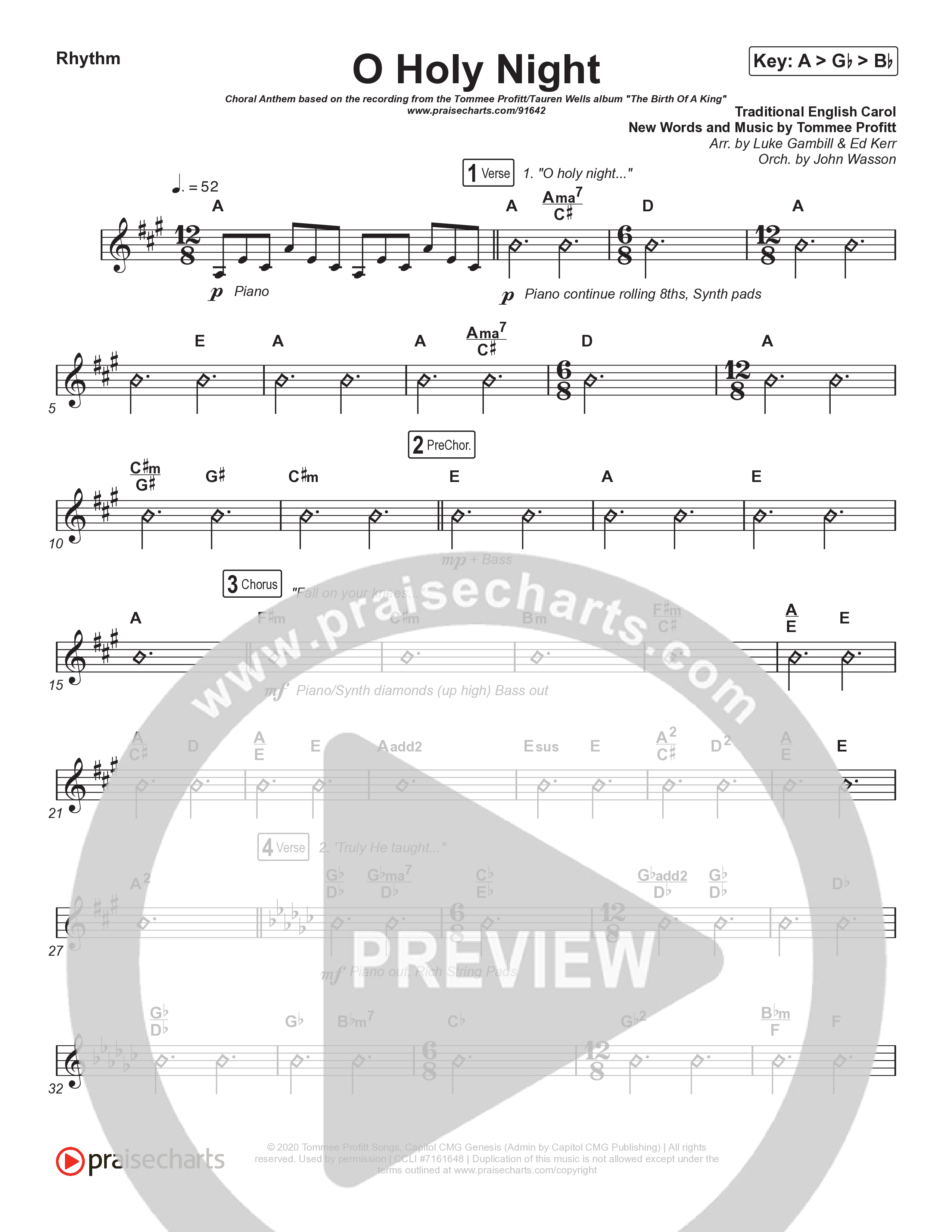 O Holy Night (Choral Anthem SATB) Rhythm Pack (Tommee Profitt / Tauren Wells / SVRCINA / Arr. Luke Gambill)