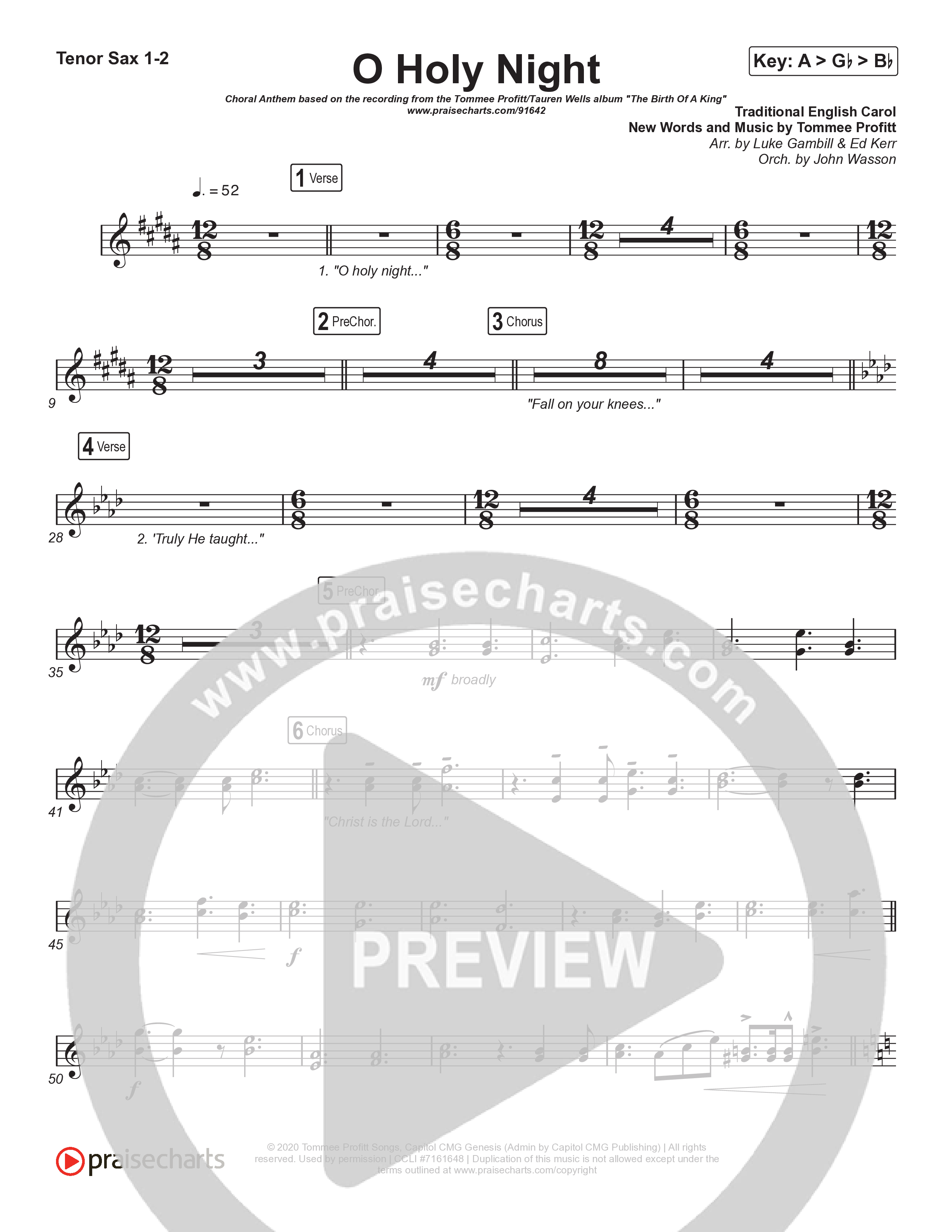 O Holy Night (Choral Anthem SATB) Sax Pack (Tommee Profitt / Tauren Wells / SVRCINA / Arr. Luke Gambill)