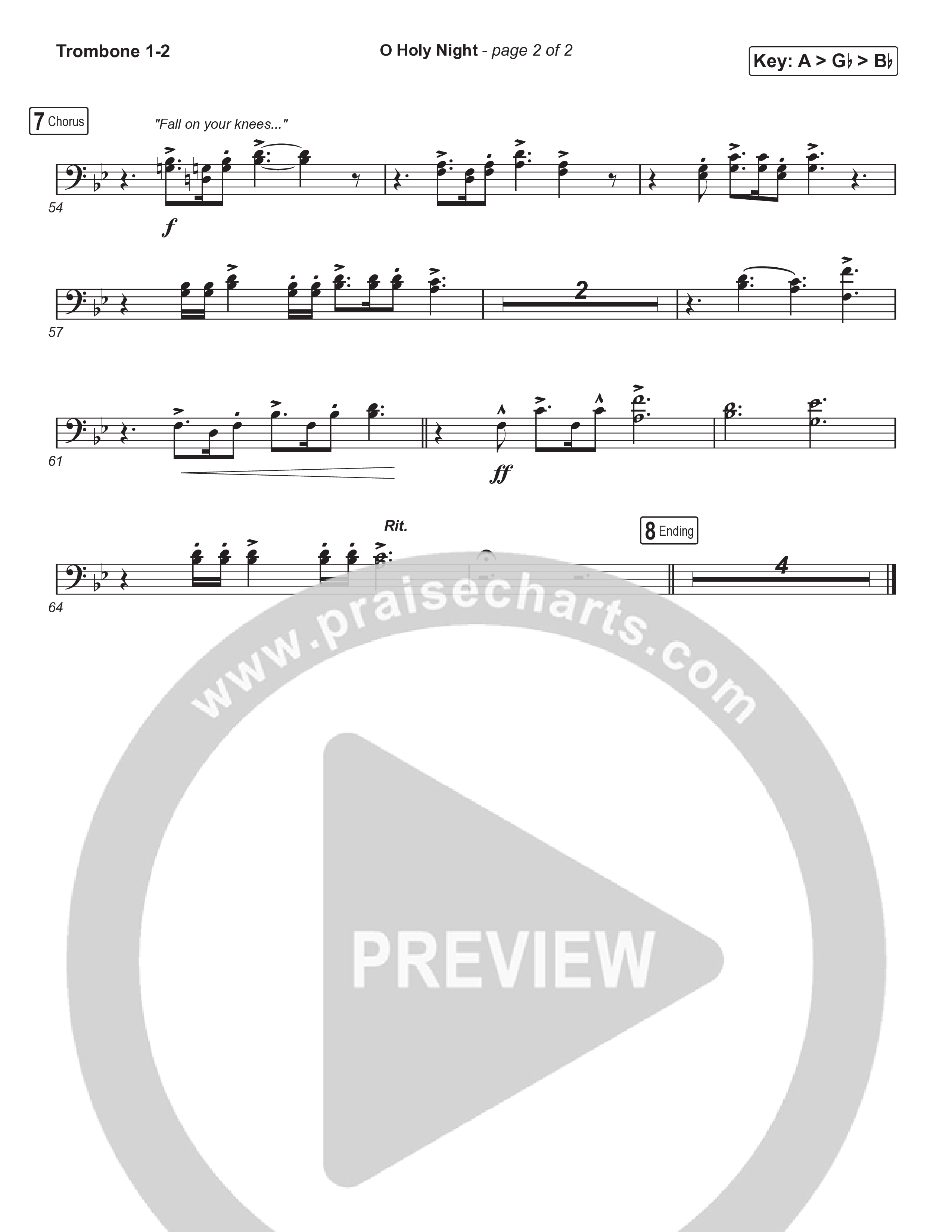 O Holy Night (Choral Anthem SATB) Trombone 1,2 (Tommee Profitt / Tauren Wells / SVRCINA / Arr. Luke Gambill)