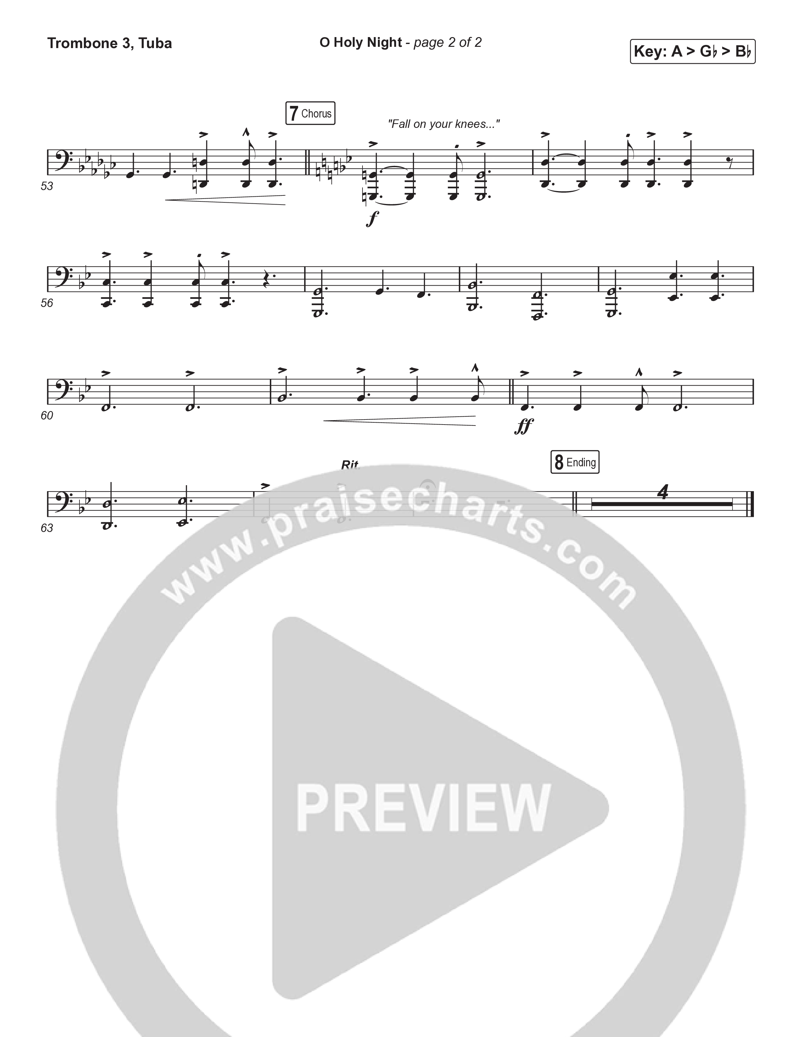 O Holy Night (Choral Anthem SATB) Trombone 3/Tuba (Tommee Profitt / Tauren Wells / SVRCINA / Arr. Luke Gambill)