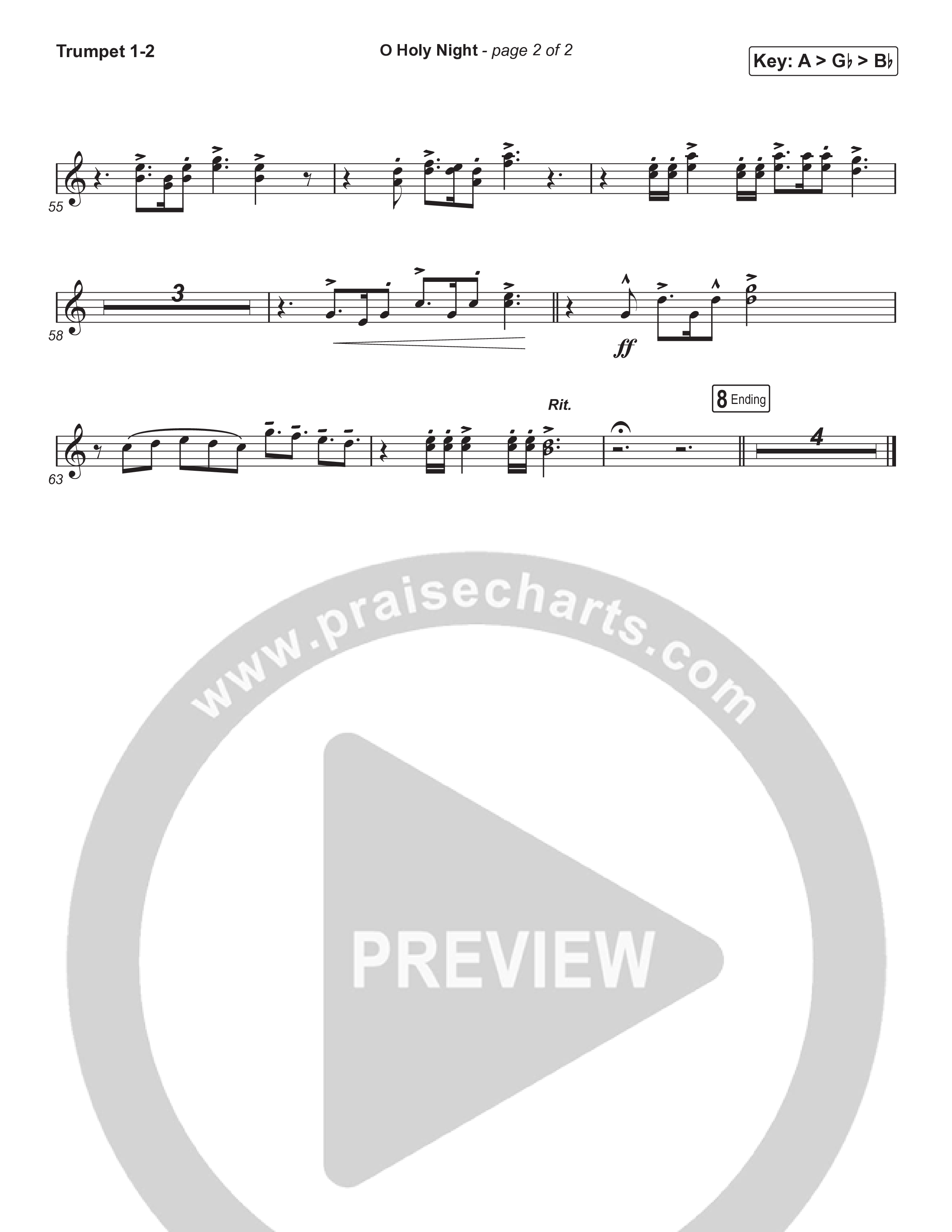O Holy Night (Choral Anthem SATB) Trumpet 1,2 (Tommee Profitt / Tauren Wells / SVRCINA / Arr. Luke Gambill)