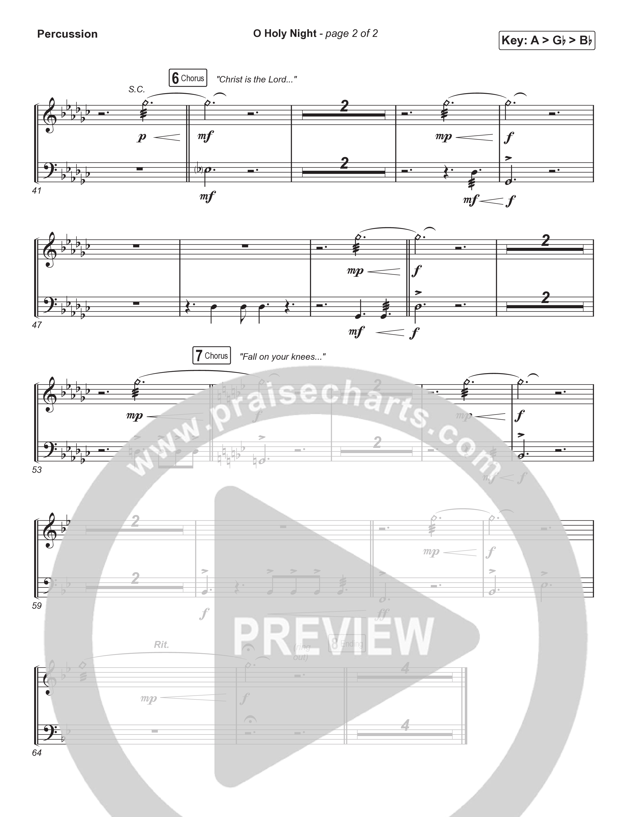 O Holy Night (Worship Choir/SAB) Percussion (Tommee Profitt / Tauren Wells / SVRCINA / Arr. Luke Gambill)