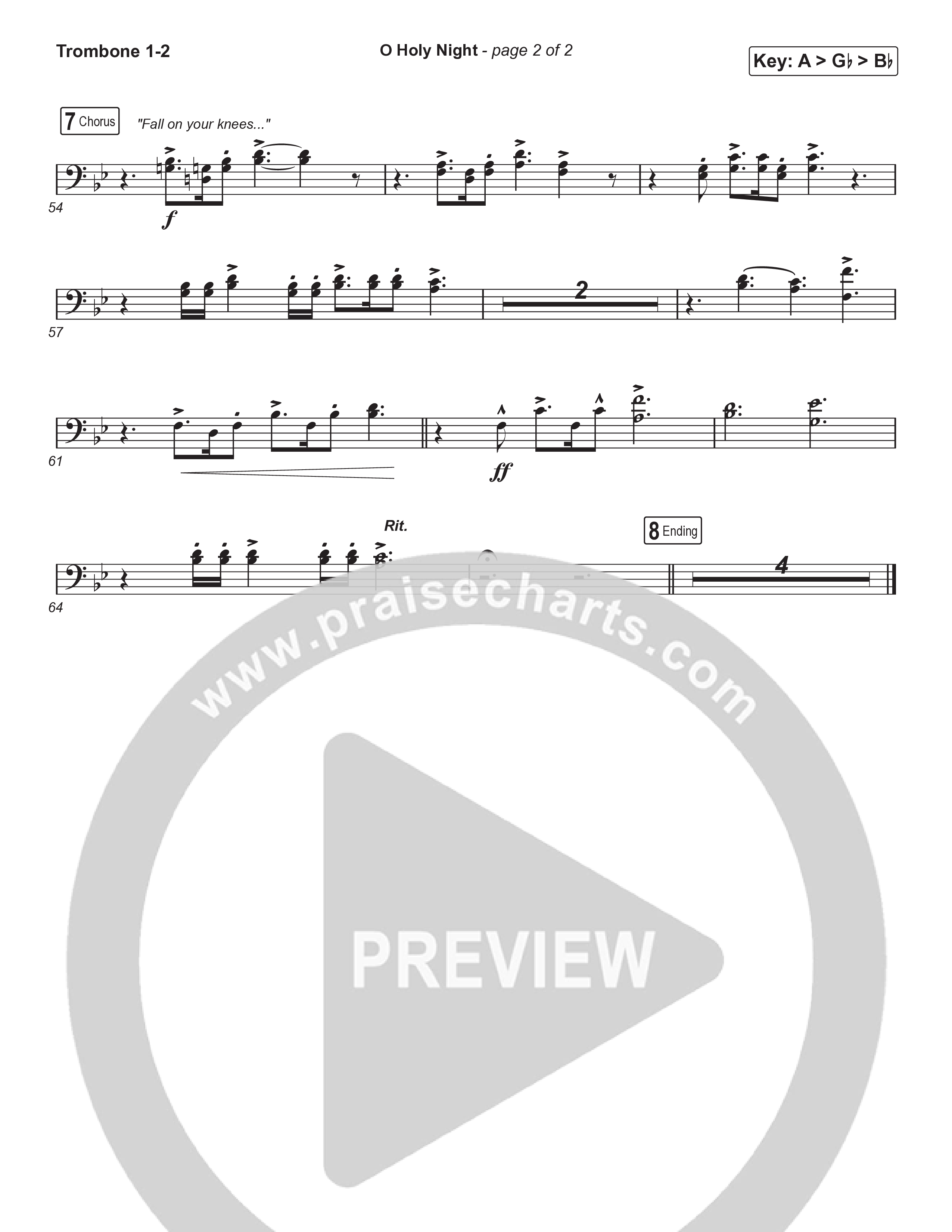 O Holy Night (Worship Choir/SAB) Trombone 1/2 (Tommee Profitt / Tauren Wells / SVRCINA / Arr. Luke Gambill)