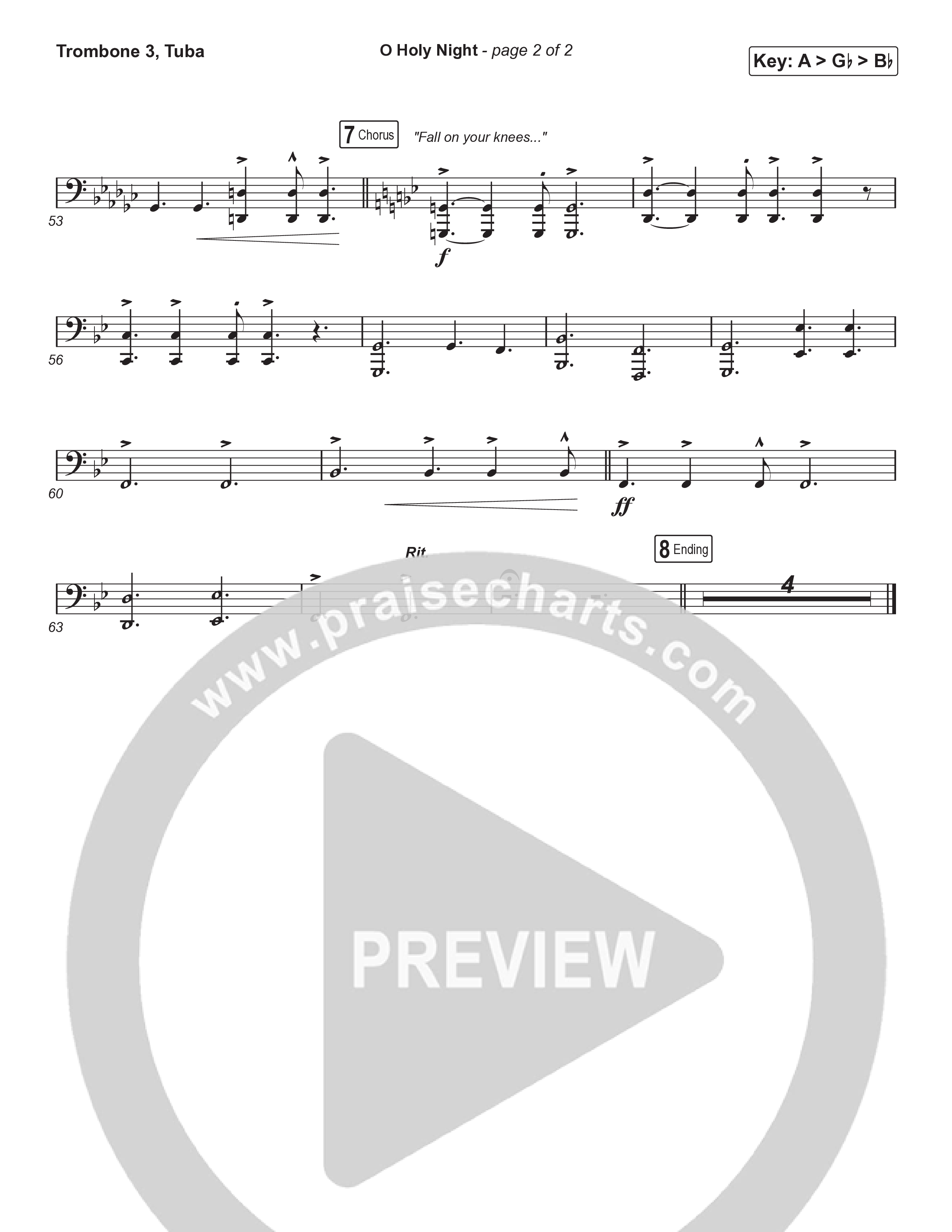 O Holy Night (Worship Choir/SAB) Trombone 3/Tuba (Tommee Profitt / Tauren Wells / SVRCINA / Arr. Luke Gambill)