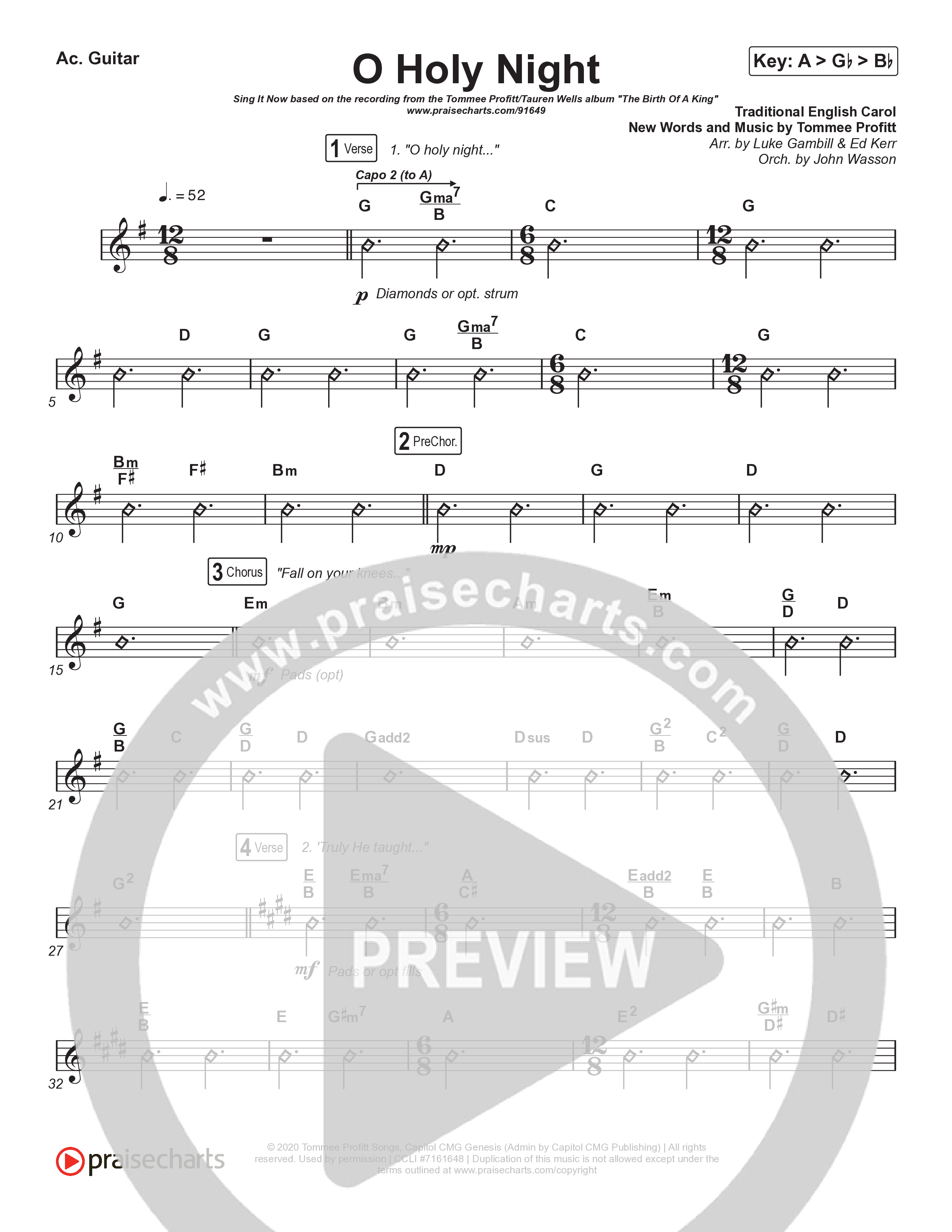 O Holy Night (Sing It Now) Acoustic Guitar (Tommee Profitt / Tauren Wells / SVRCINA / Arr. Luke Gambill)