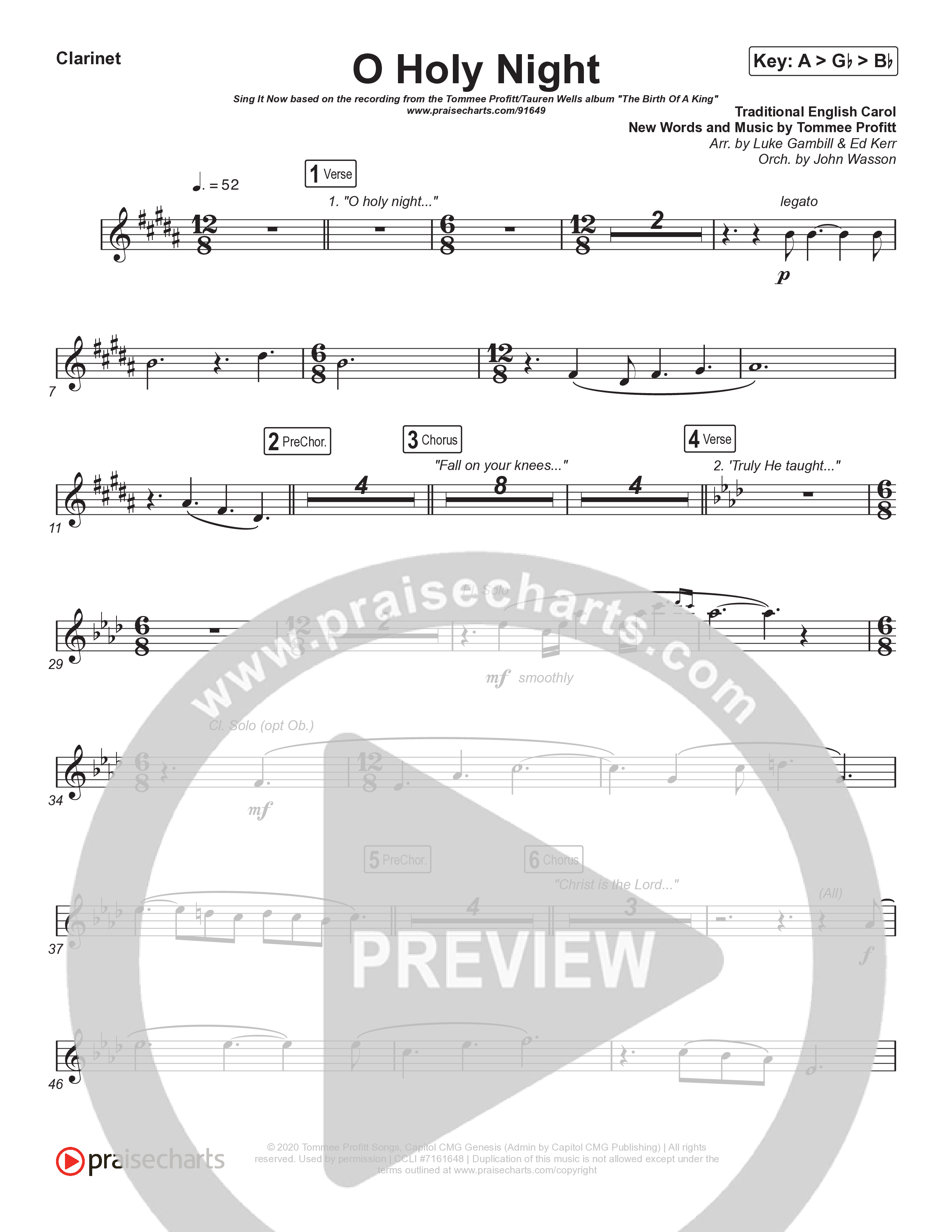 O Holy Night (Sing It Now) Clarinet (Tommee Profitt / Tauren Wells / SVRCINA / Arr. Luke Gambill)