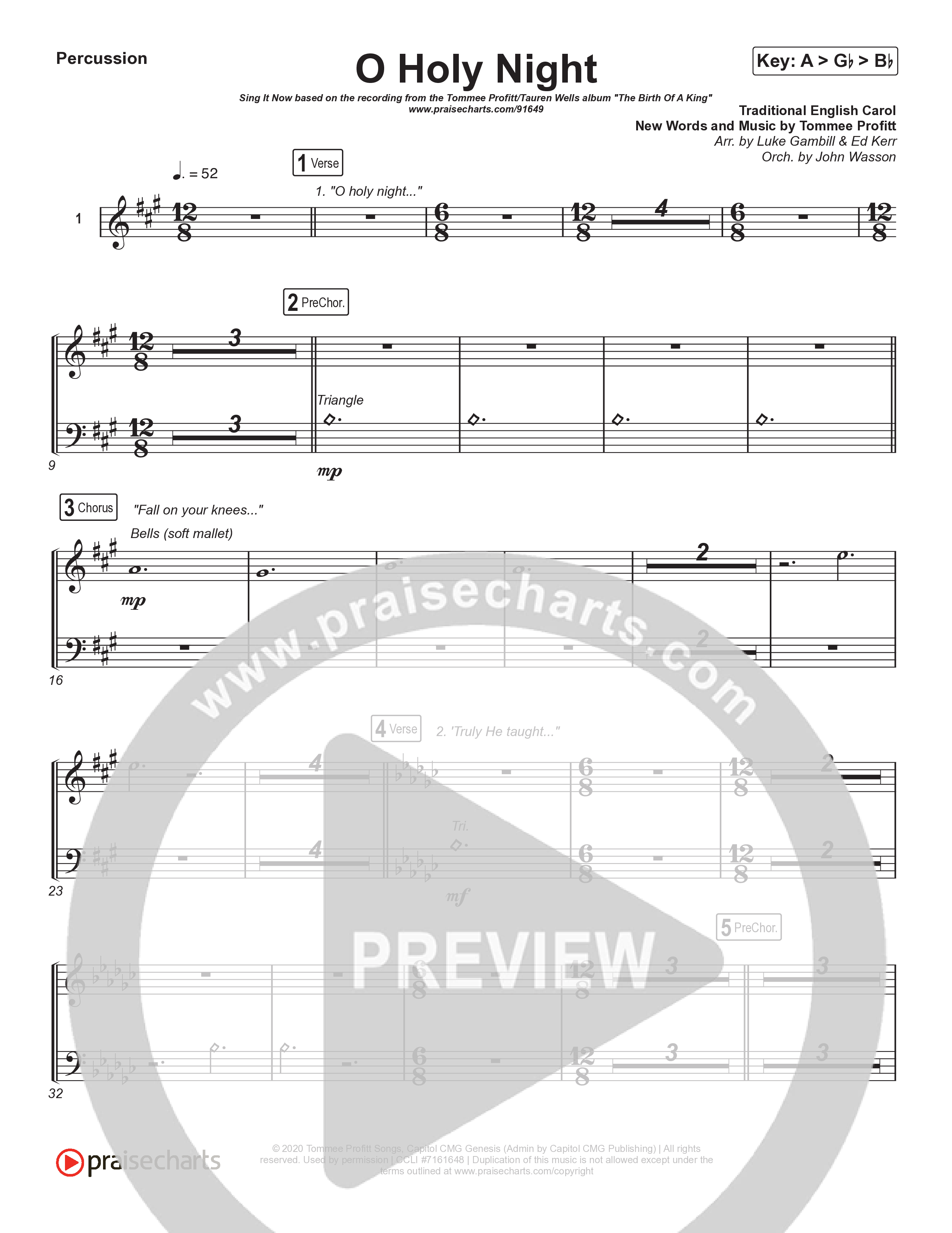 O Holy Night (Sing It Now) Percussion (Tommee Profitt / Tauren Wells / SVRCINA / Arr. Luke Gambill)