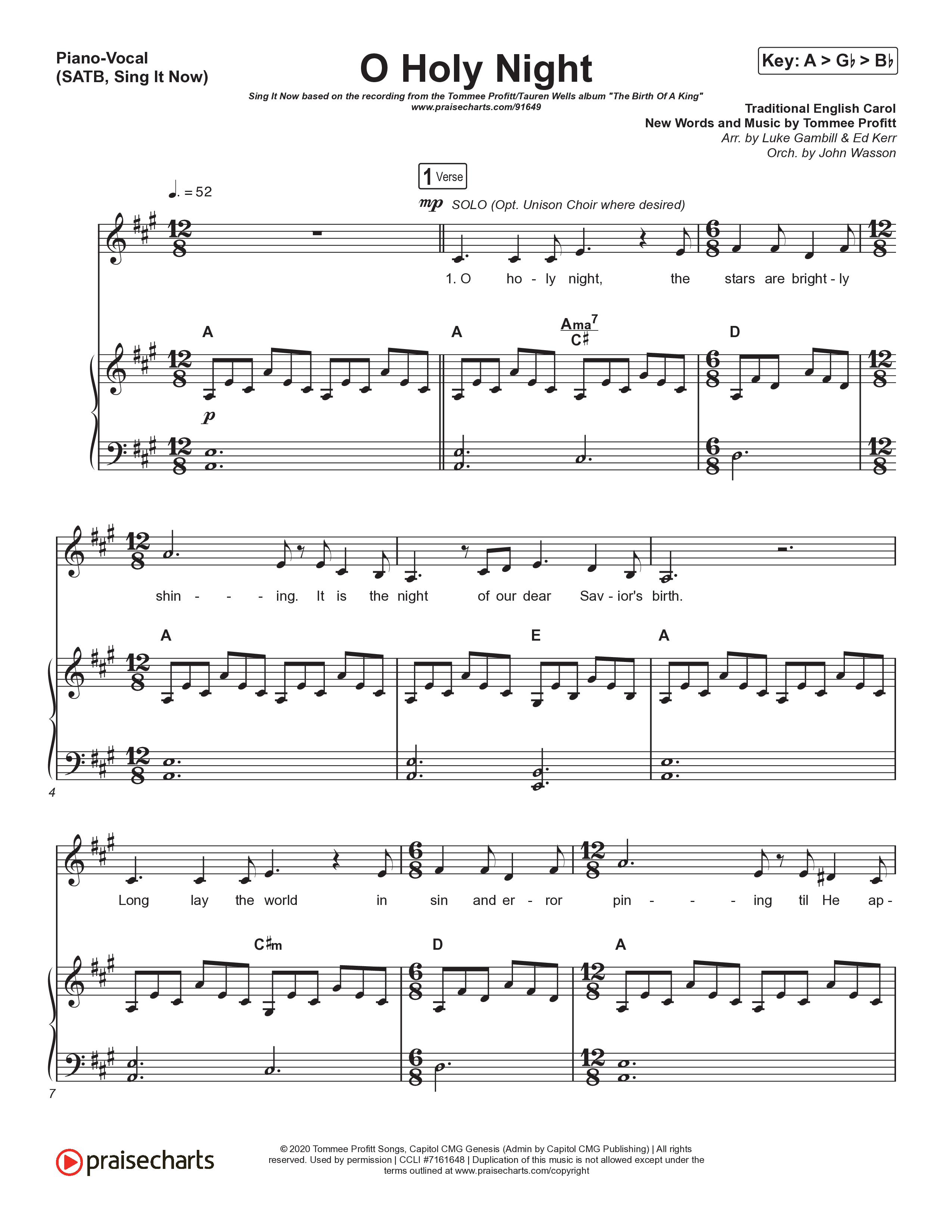 O Holy Night (Sing It Now) Piano/Choir (SATB) (Tommee Profitt / Tauren Wells / SVRCINA / Arr. Luke Gambill)